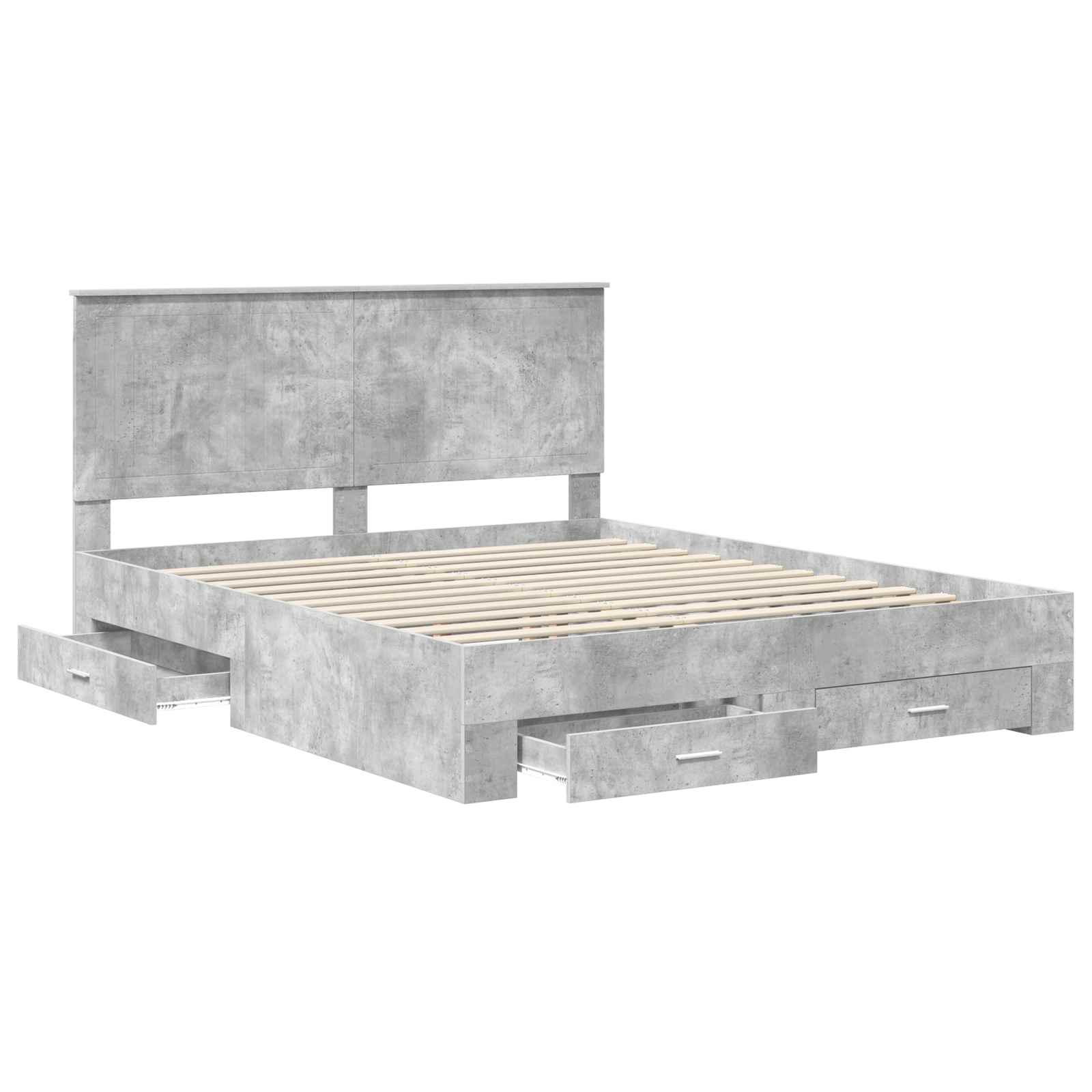 Cadre de lit Gris béton 160 x 200 cm Bois d'ingénierie