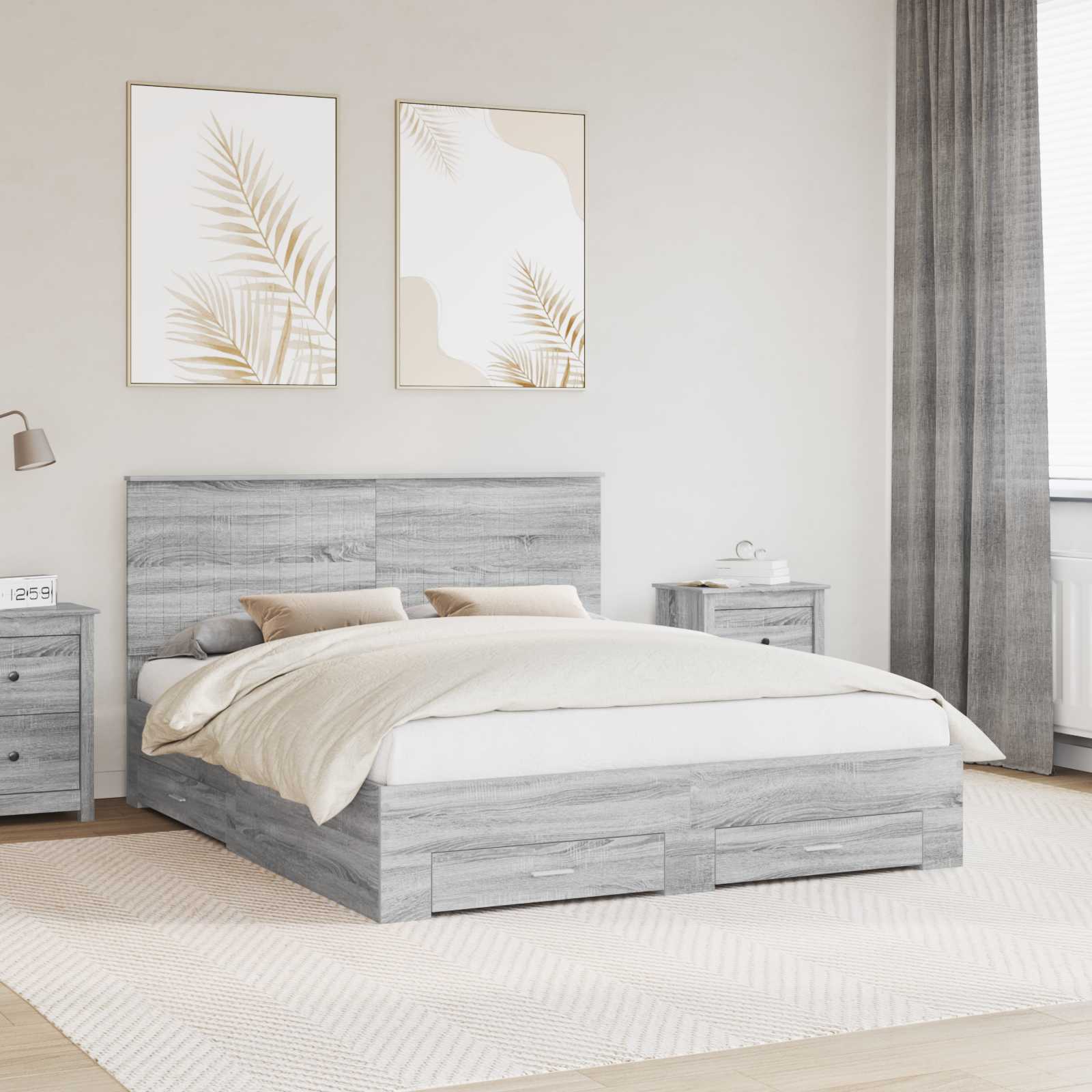 Cadre de lit Gris Sonoma 160 x 200 cm Bois d'ingénierie - XIOS