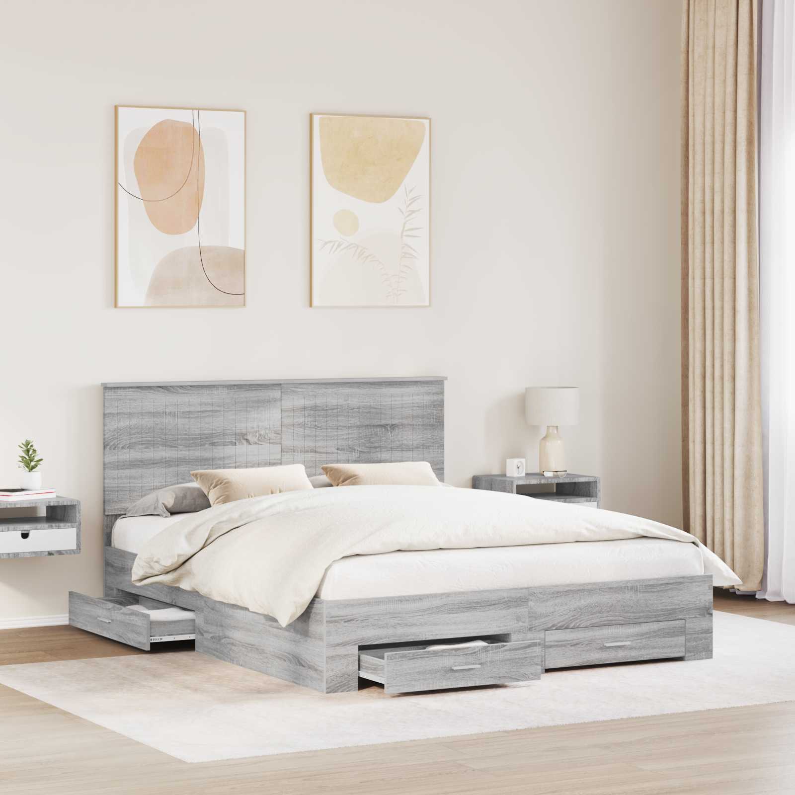 Cadre de lit Gris Sonoma 160 x 200 cm Bois d'ingénierie - XIOS