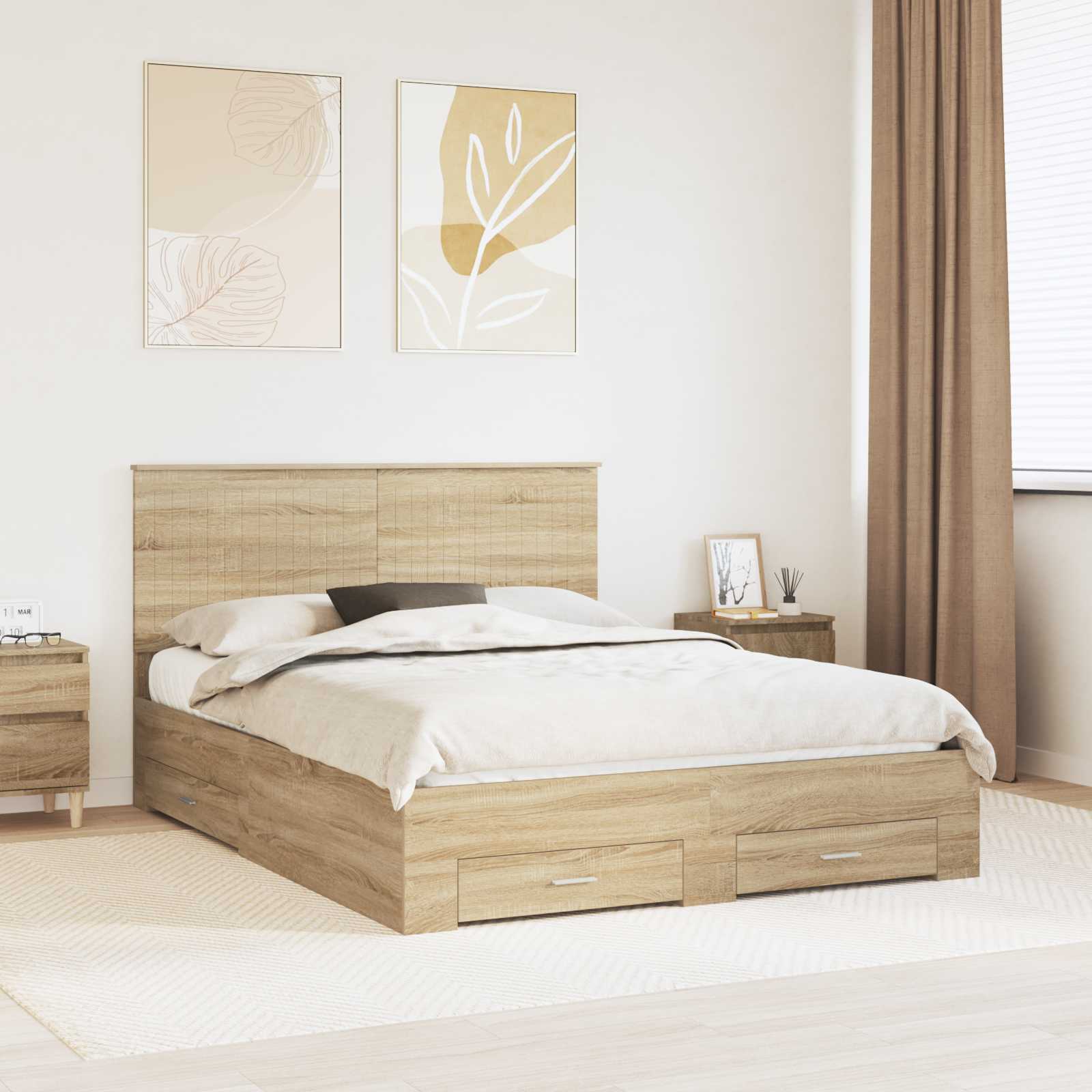 Cadre de lit Chêne Sonoma 150 x 200 cm Bois d'ingénierie - XIOS