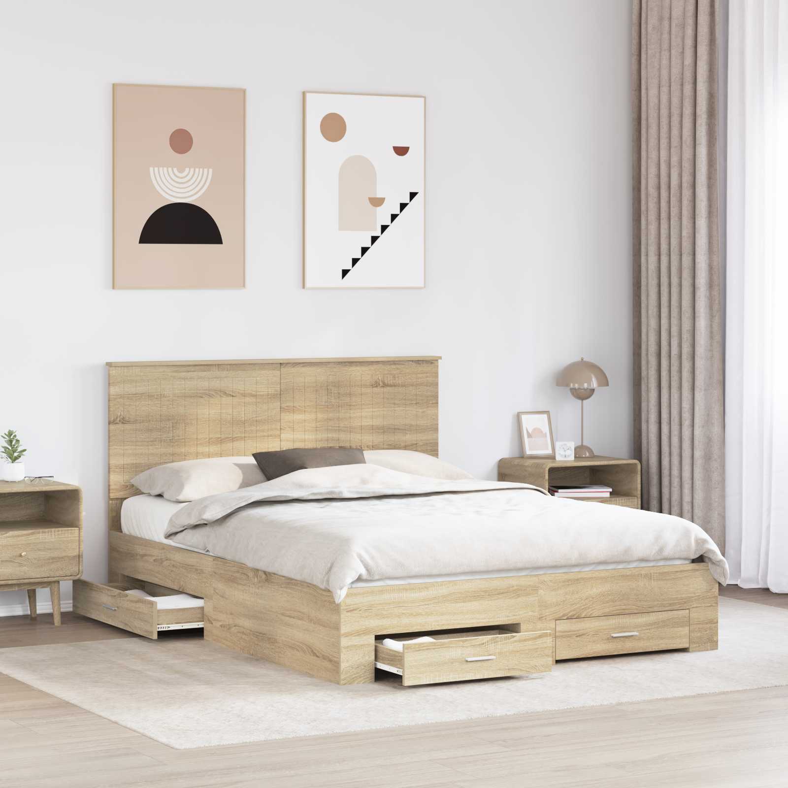 Cadre de lit Chêne Sonoma 150 x 200 cm Bois d'ingénierie - XIOS