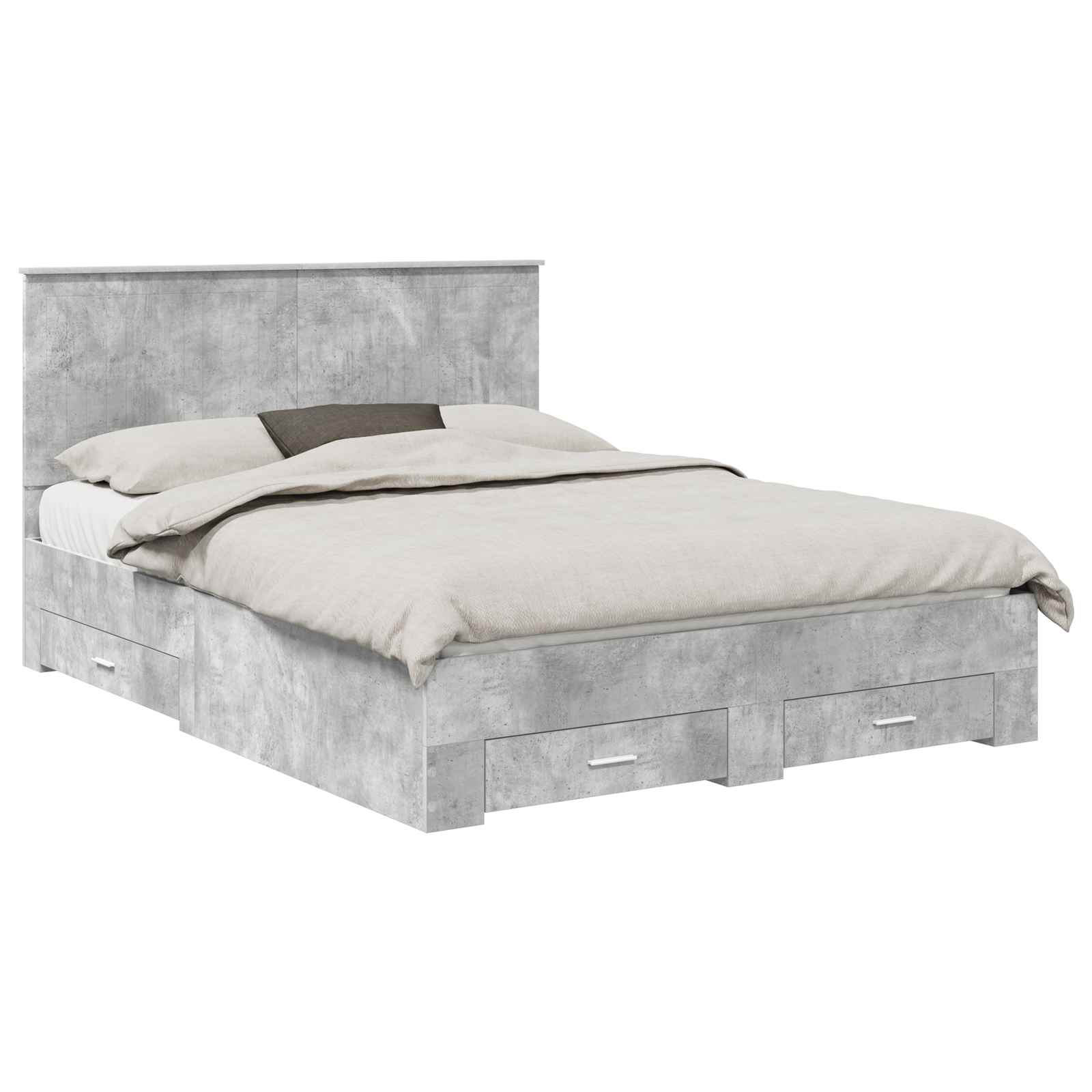 Cadre de lit Gris béton 150 x 200 cm Bois d'ingénierie - XIOS