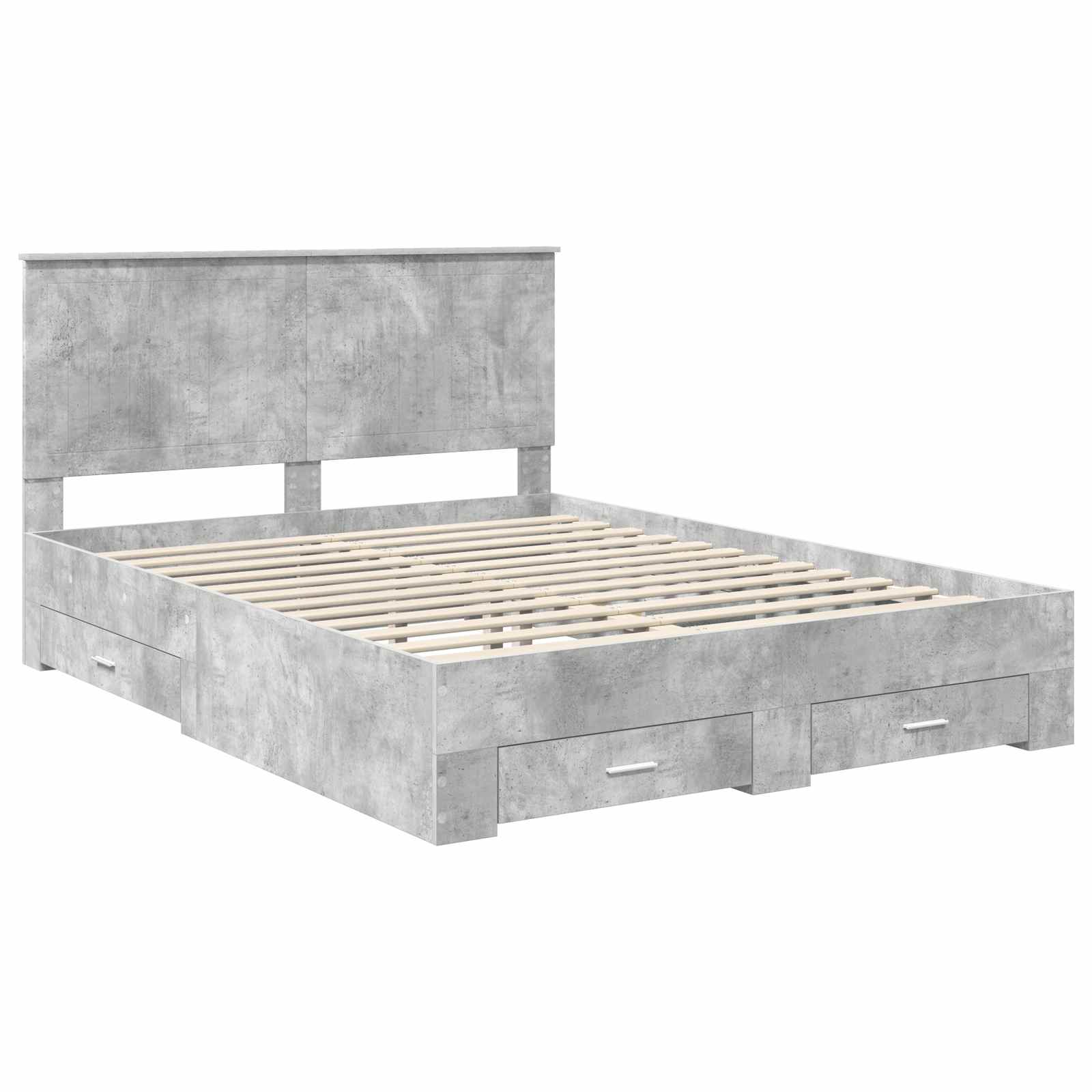 Cadre de lit Gris béton 150 x 200 cm Bois d'ingénierie - XIOS