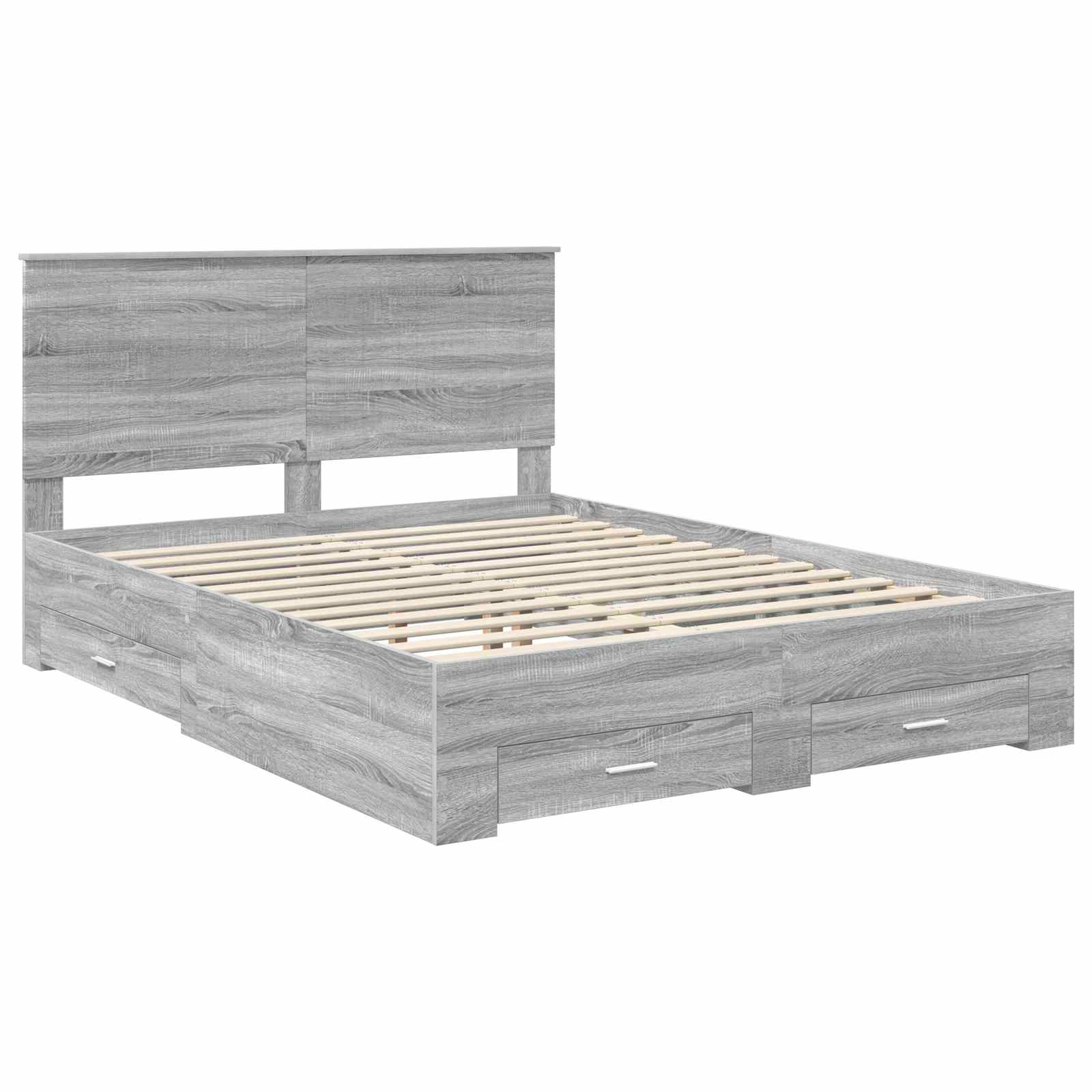 Cadre de lit Gris Sonoma 150 x 200 cm Bois d'ingénierie - XIOS