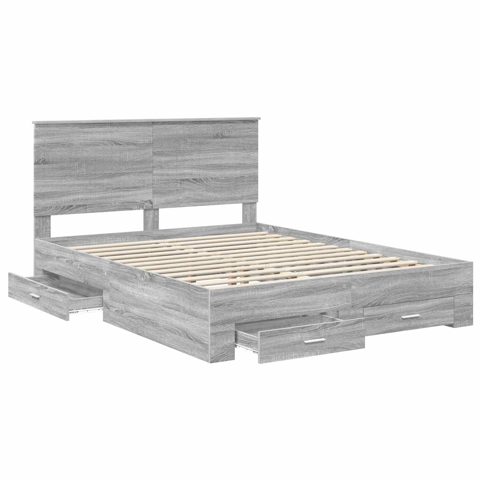 Cadre de lit Gris Sonoma 150 x 200 cm Bois d'ingénierie - XIOS