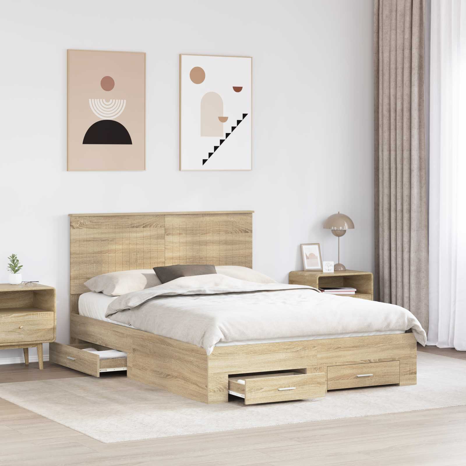 Cadre de lit Chêne Sonoma 140 x 190 cm Bois d'ingénierie - XIOS
