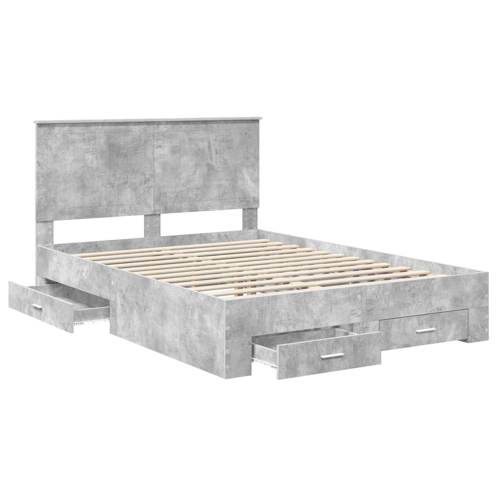 Cadre de lit Gris béton 140 x 190 cm Bois d'ingénierie - XIOS