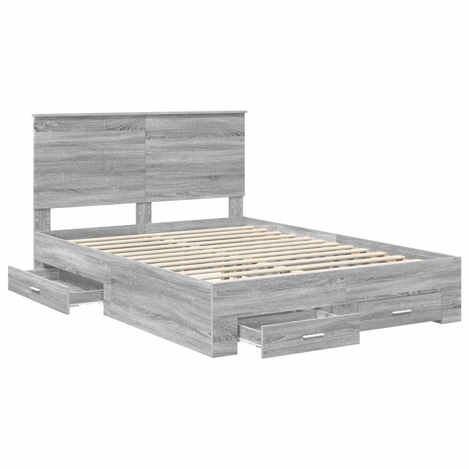 Cadre de lit Gris Sonoma 140 x 190 cm Bois d'ingénierie - XIOS