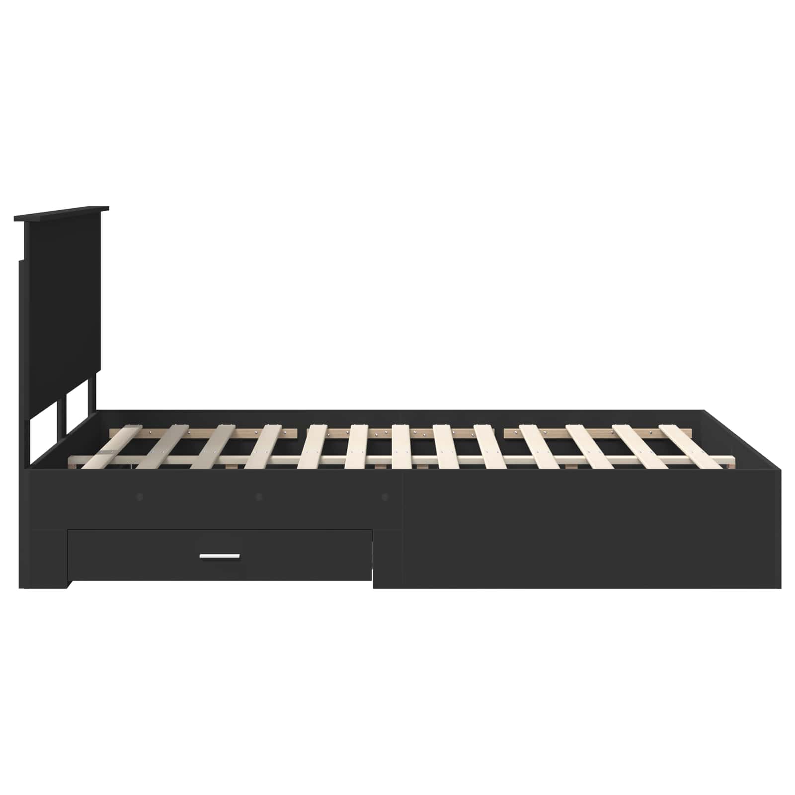 Cadre de lit avec tiroir Noir 135 x 190 cm Bois d'ingénierie - XIOS