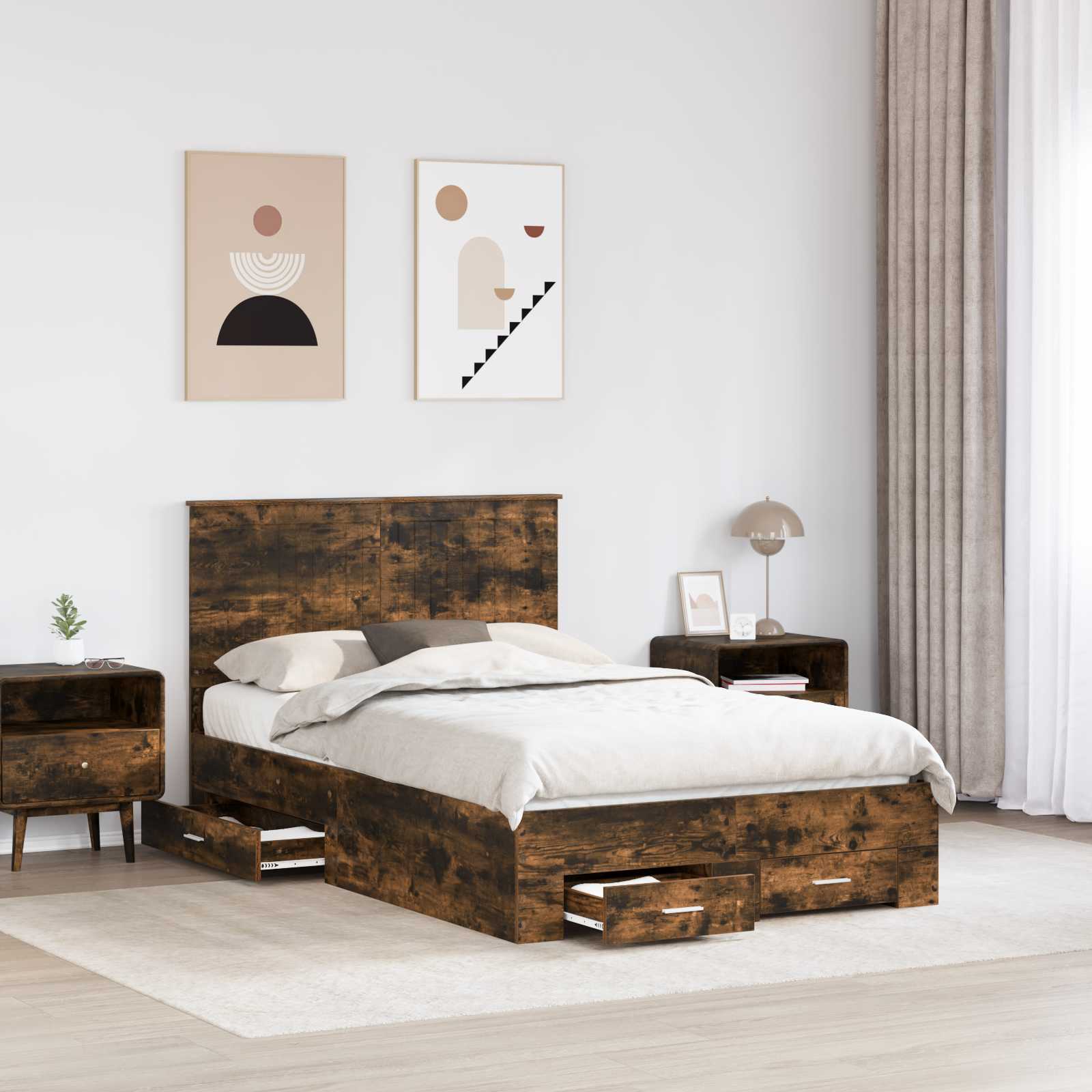 Cadre de lit Chêne fumé 120 x 200 cm Bois d'ingénierie - XIOS