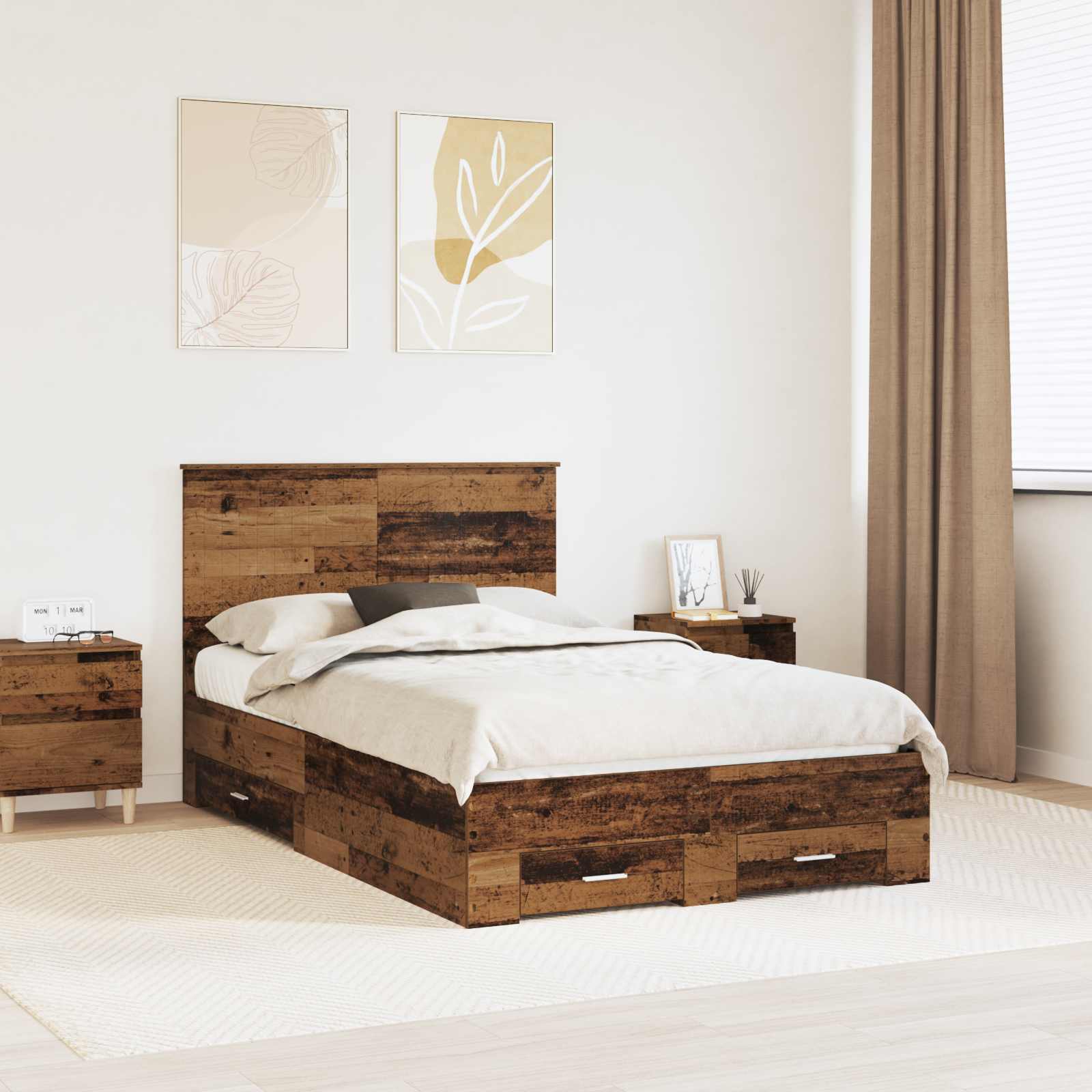 Cadre de lit Bois ancien 120 x 190 cm Bois d'ingénierie - XIOS