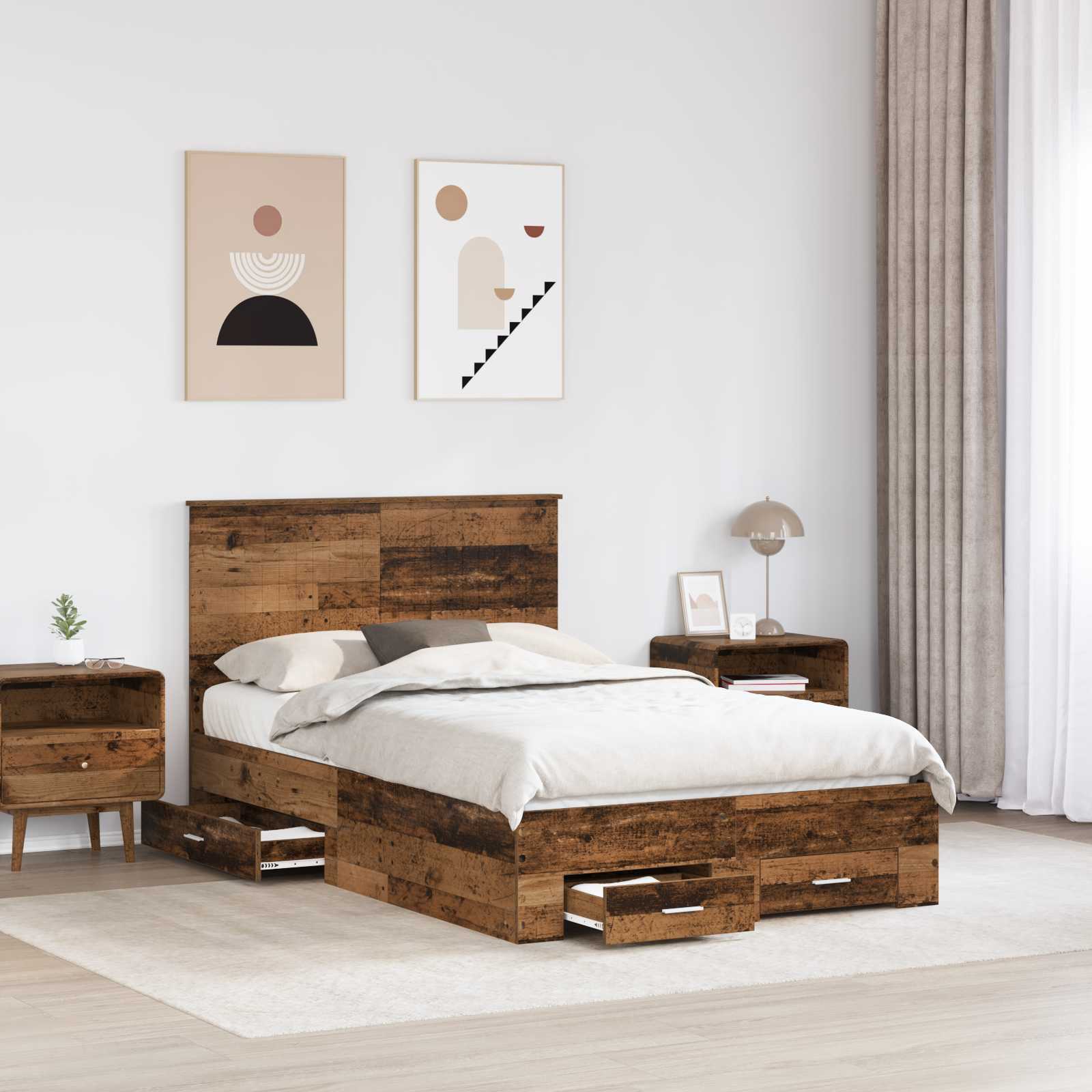 Cadre de lit Bois ancien 120 x 190 cm Bois d'ingénierie - XIOS