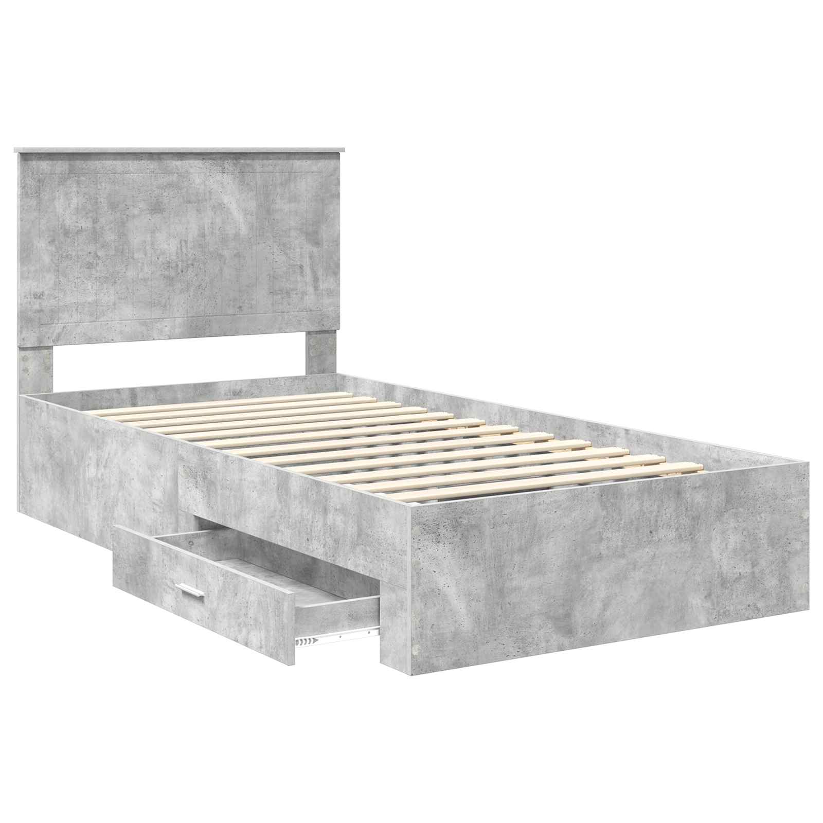 Cadre de lit Gris béton 100 x 200 cm Bois d'ingénierie - XIOS