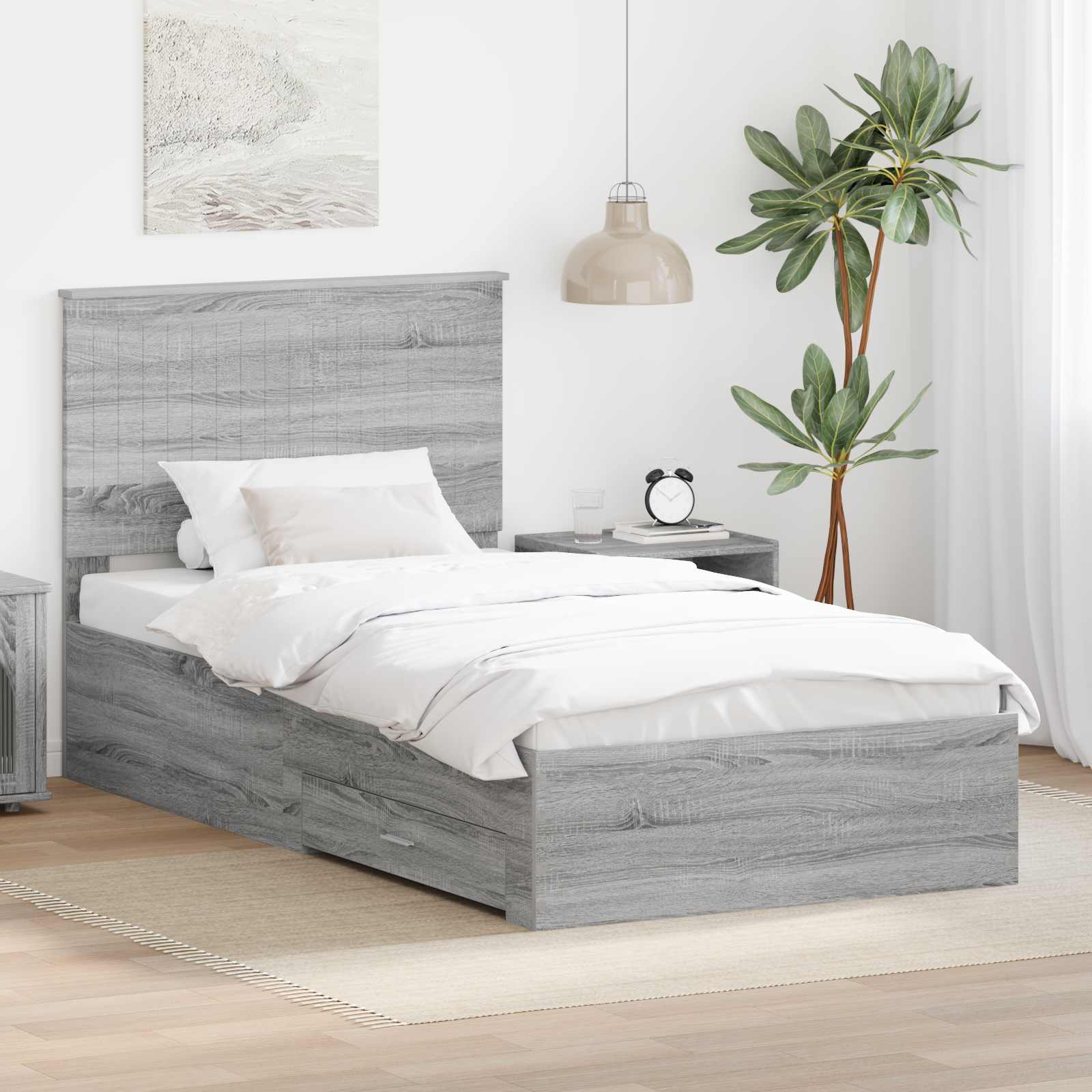 Cadre de lit Gris Sonoma 100 x 200 cm Bois d'ingénierie - XIOS