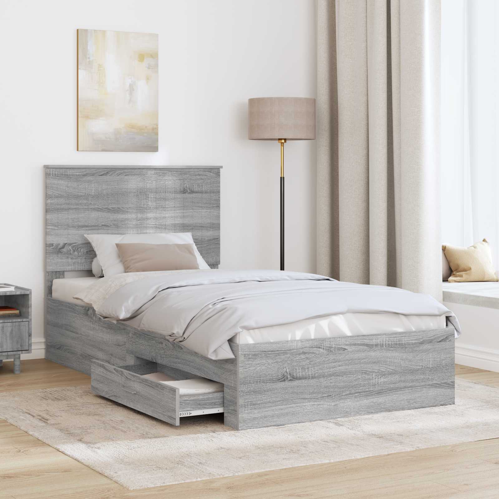 Cadre de lit Gris Sonoma 100 x 200 cm Bois d'ingénierie - XIOS