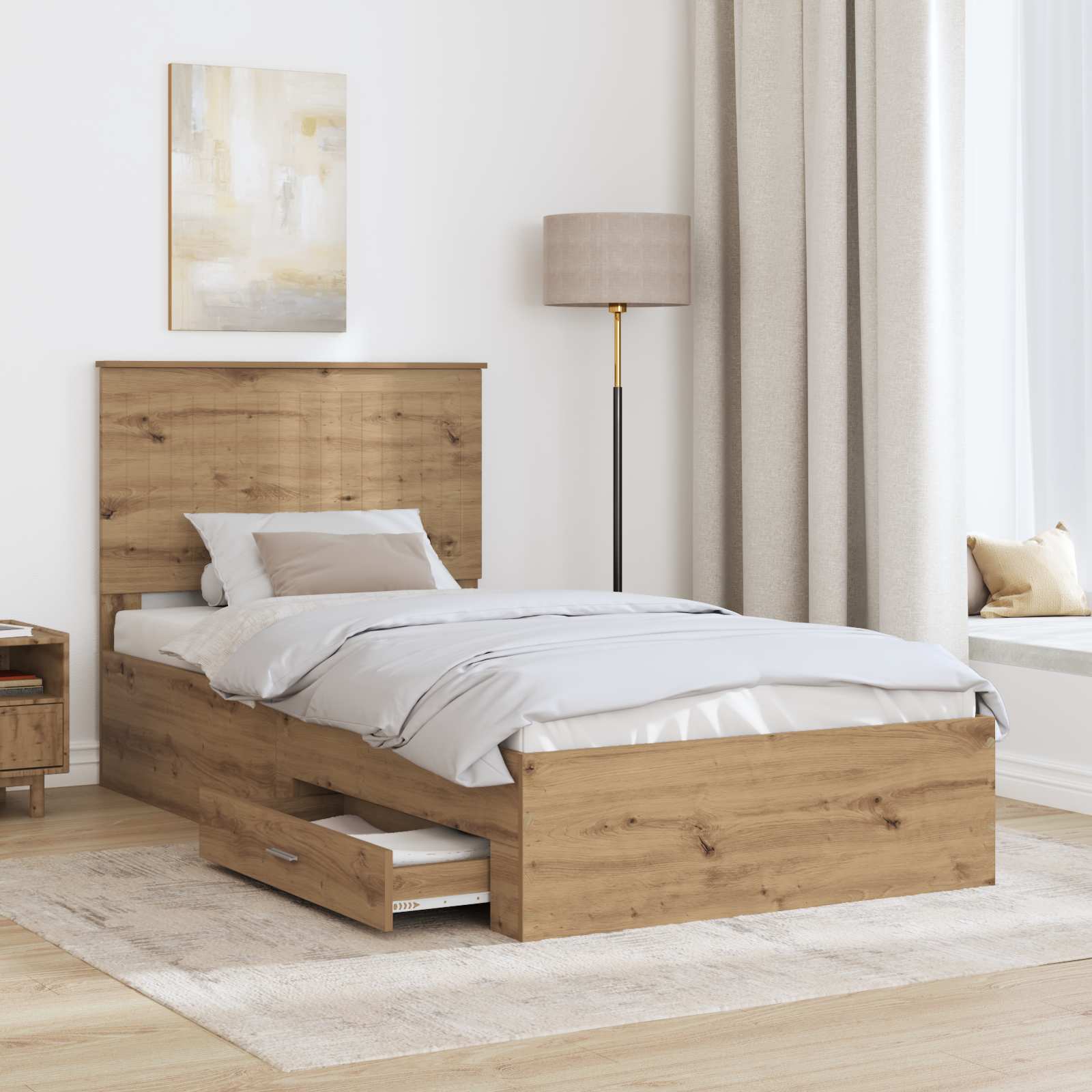 Cadre de lit Chêne artisanal 100 x 200 cm Bois d'ingénierie - XIOS