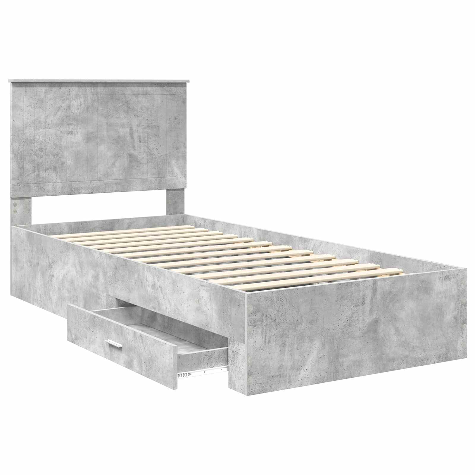 Cadre de lit Gris béton 90 x 200 cm Bois d'ingénierie - XIOS