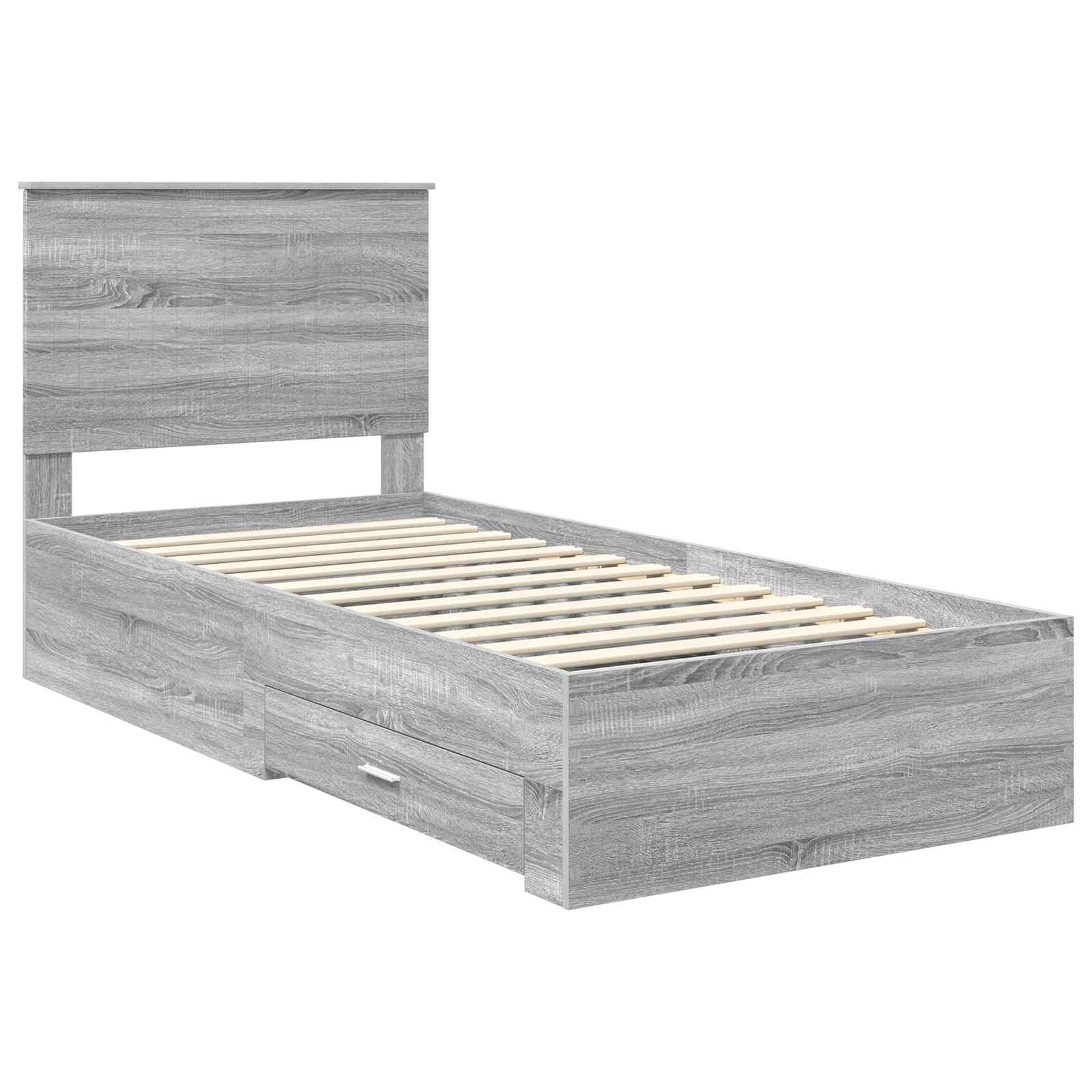 Cadre de lit Gris Sonoma 90 x 190 cm Bois d'ingénierie - XIOS