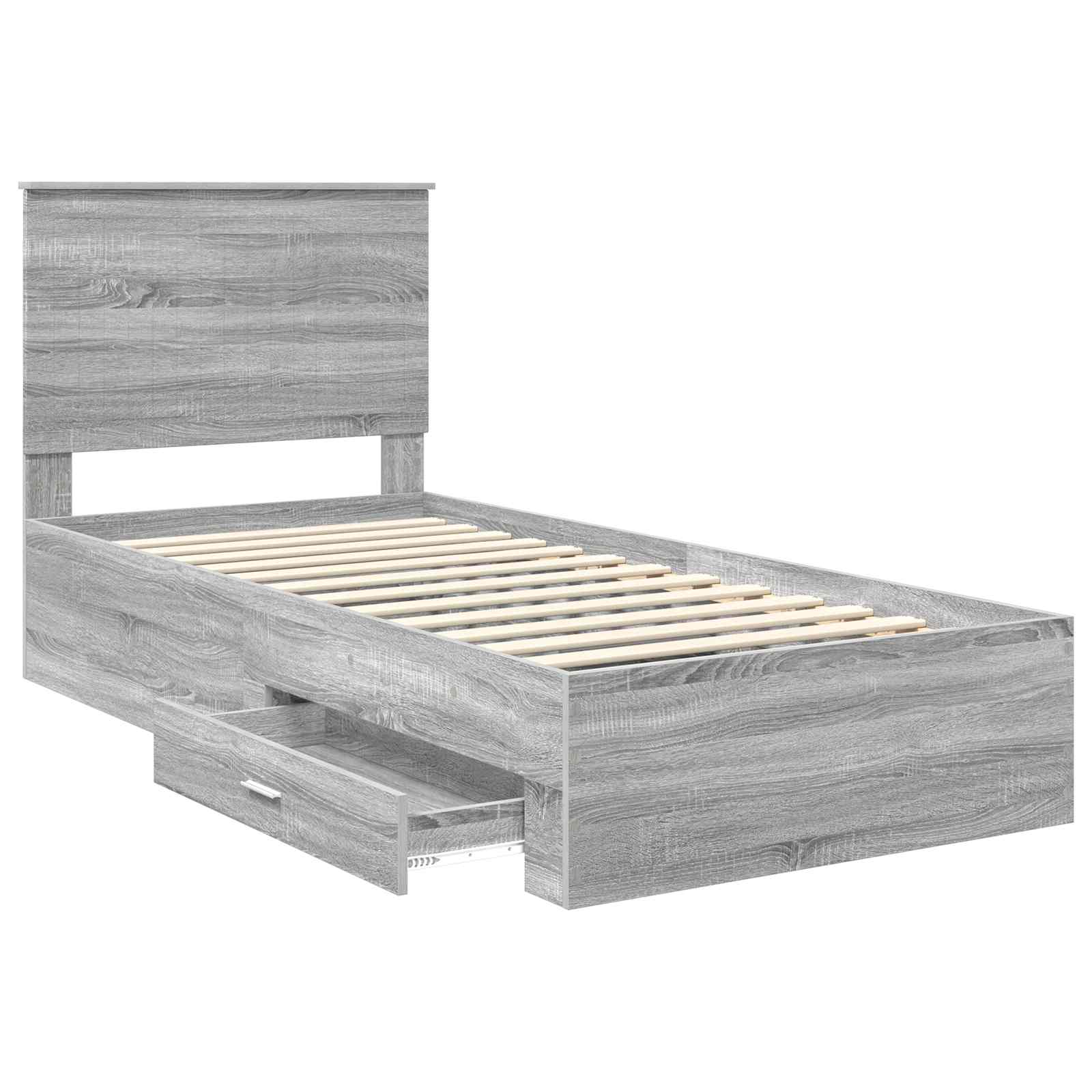 Cadre de lit Gris Sonoma 90 x 190 cm Bois d'ingénierie - XIOS