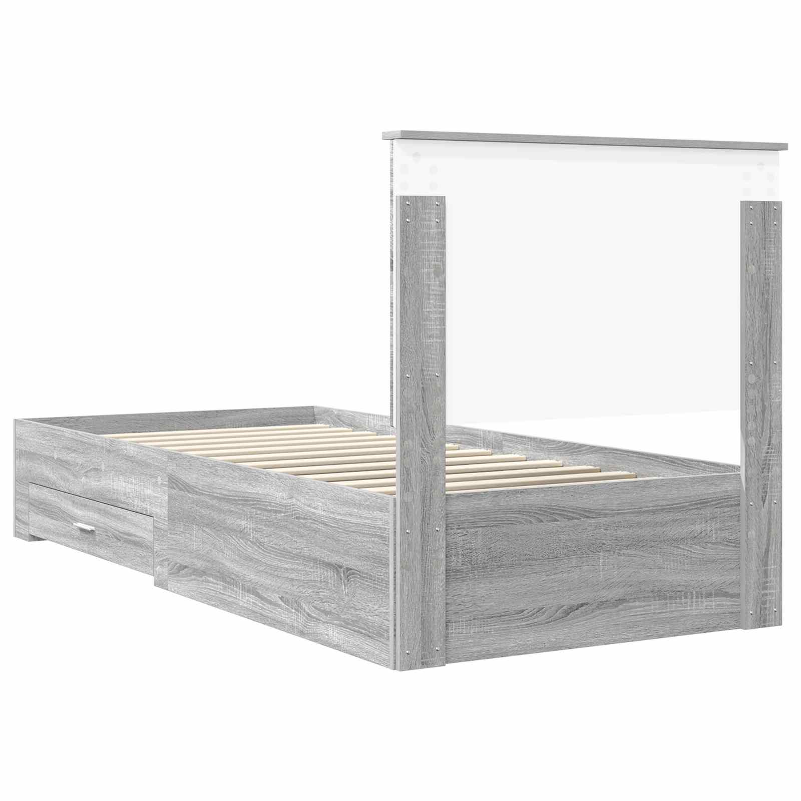 Cadre de lit Gris Sonoma 90 x 190 cm Bois d'ingénierie - XIOS