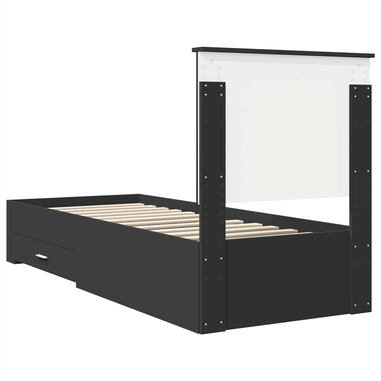 Cadre de lit Noir et argent 70 x 190 cm Bois d'ingénierie - XIOS