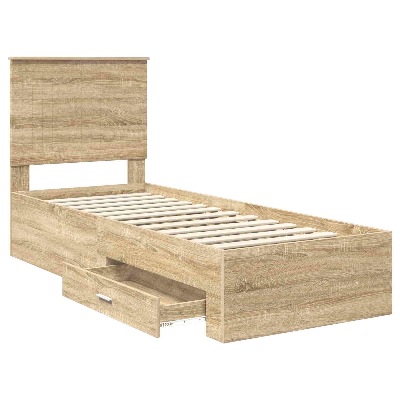 Cadre de lit avec tiroir Sonoma Chêne et Argent 70 x 190 cm - XIOS