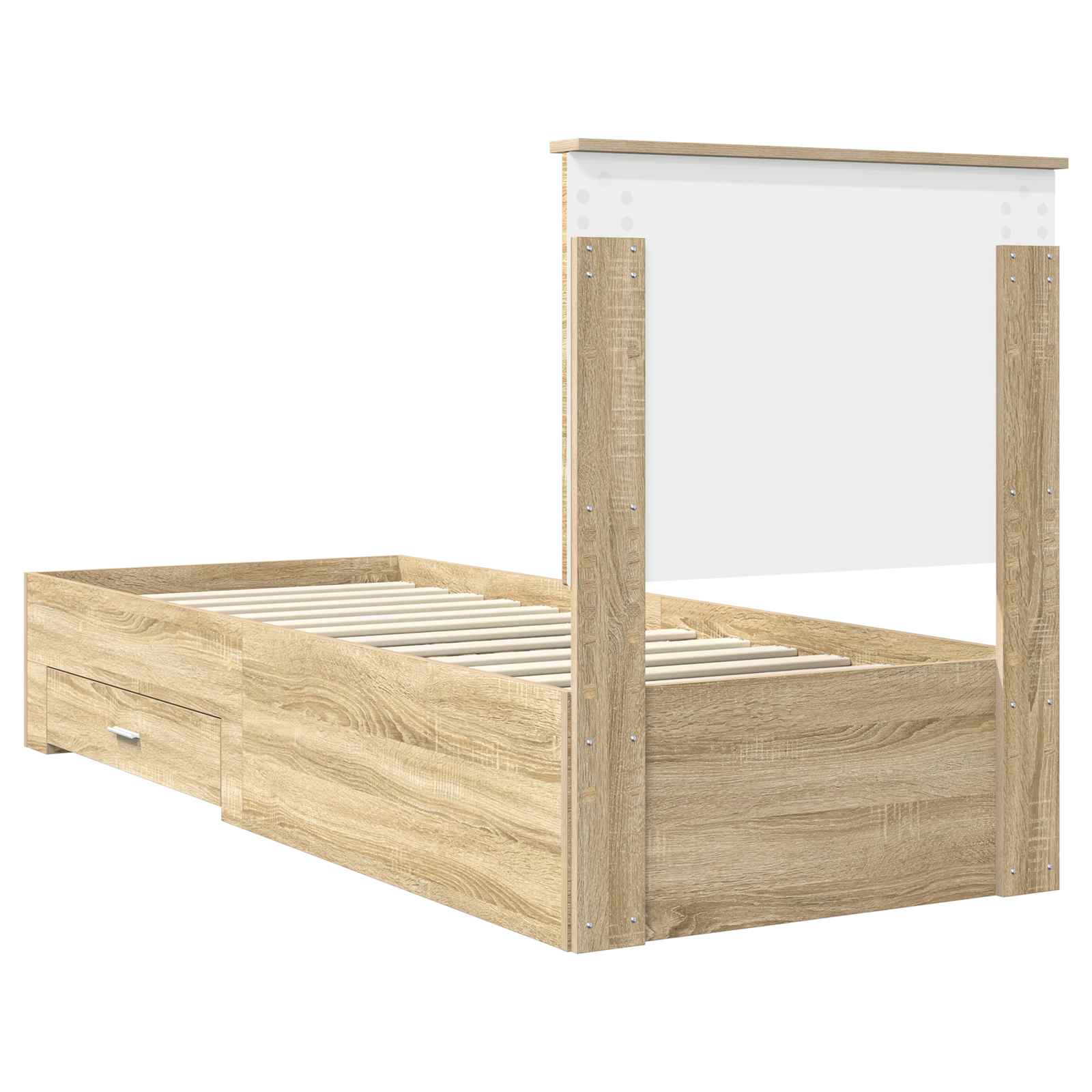Cadre de lit avec tiroir Sonoma Chêne et Argent 70 x 190 cm - XIOS