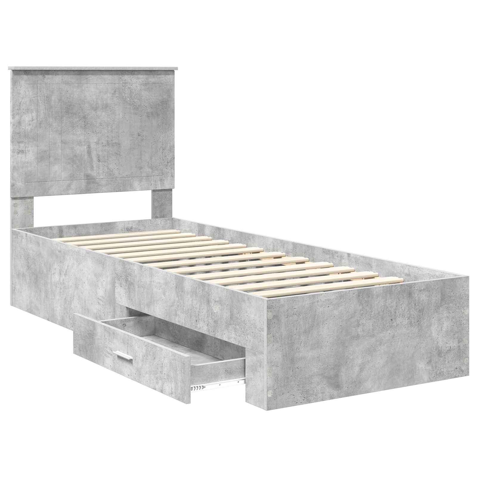 Cadre de lit Gris Béton et Argent 70 x 190 cm Bois d'ingénierie - XIOS