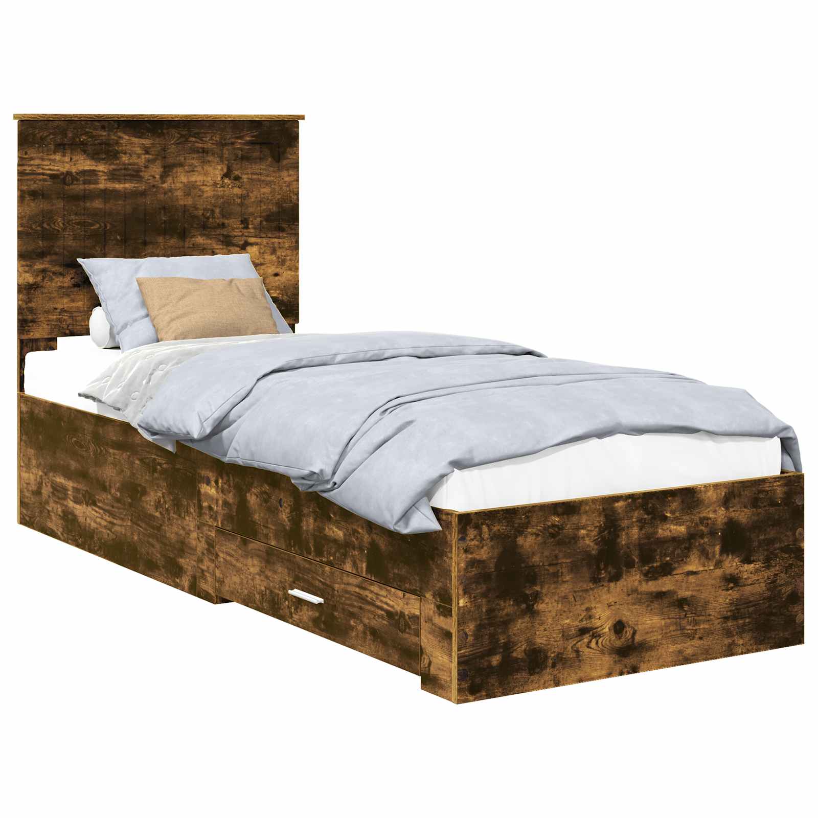 Cadre de lit Chêne Fumé et Argent 70 x 190 cm Bois d'ingénierie - XIOS
