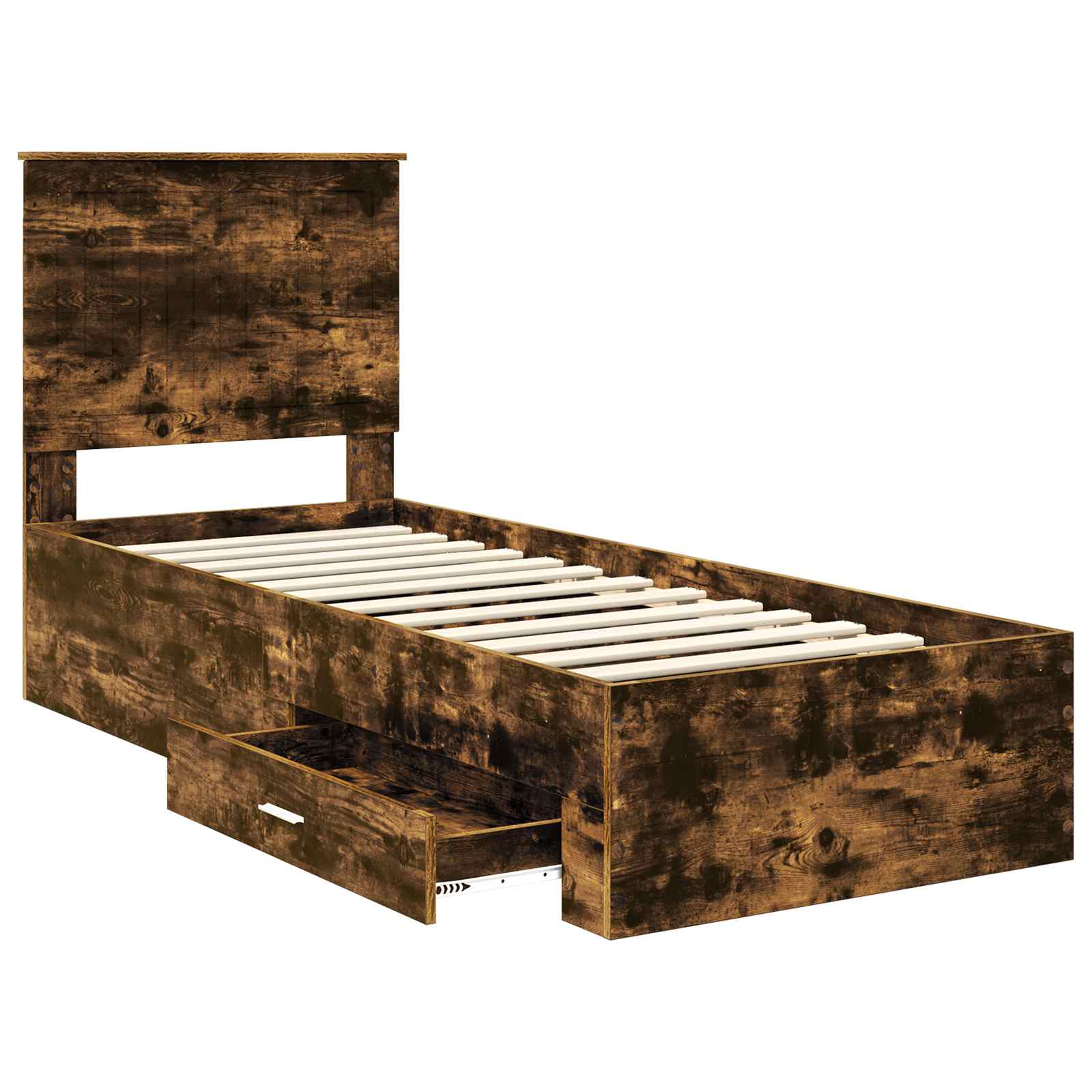Cadre de lit Chêne Fumé et Argent 70 x 190 cm Bois d'ingénierie - XIOS