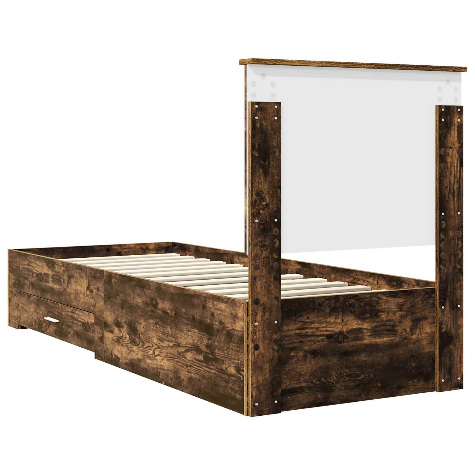 Cadre de lit Chêne Fumé et Argent 70 x 190 cm Bois d'ingénierie - XIOS
