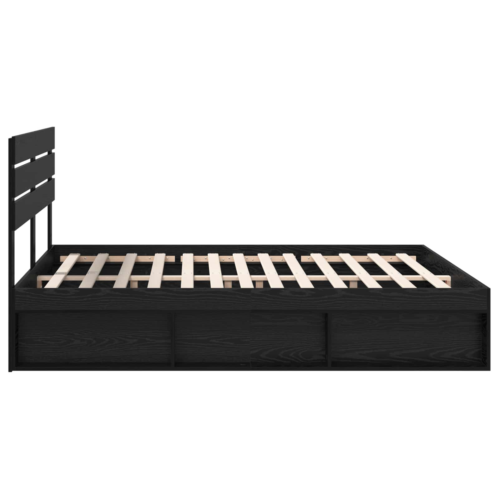 Cadre de lit avec tête de lit Noir 200 x 200 cm Pin massif - XIOS