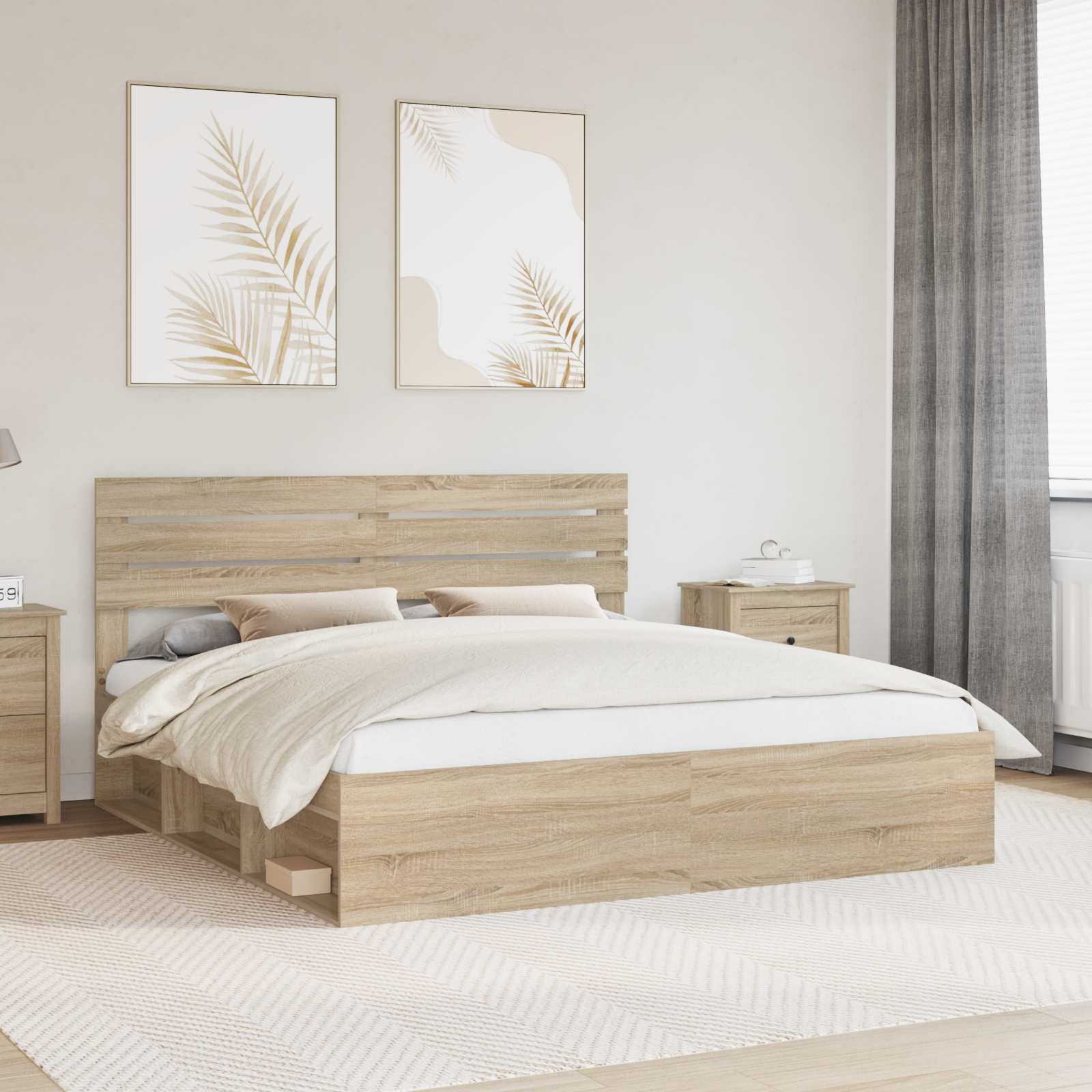 Cadre de lit avec tête de lit Sonoma 200 x 200 cm Pin massif - XIOS