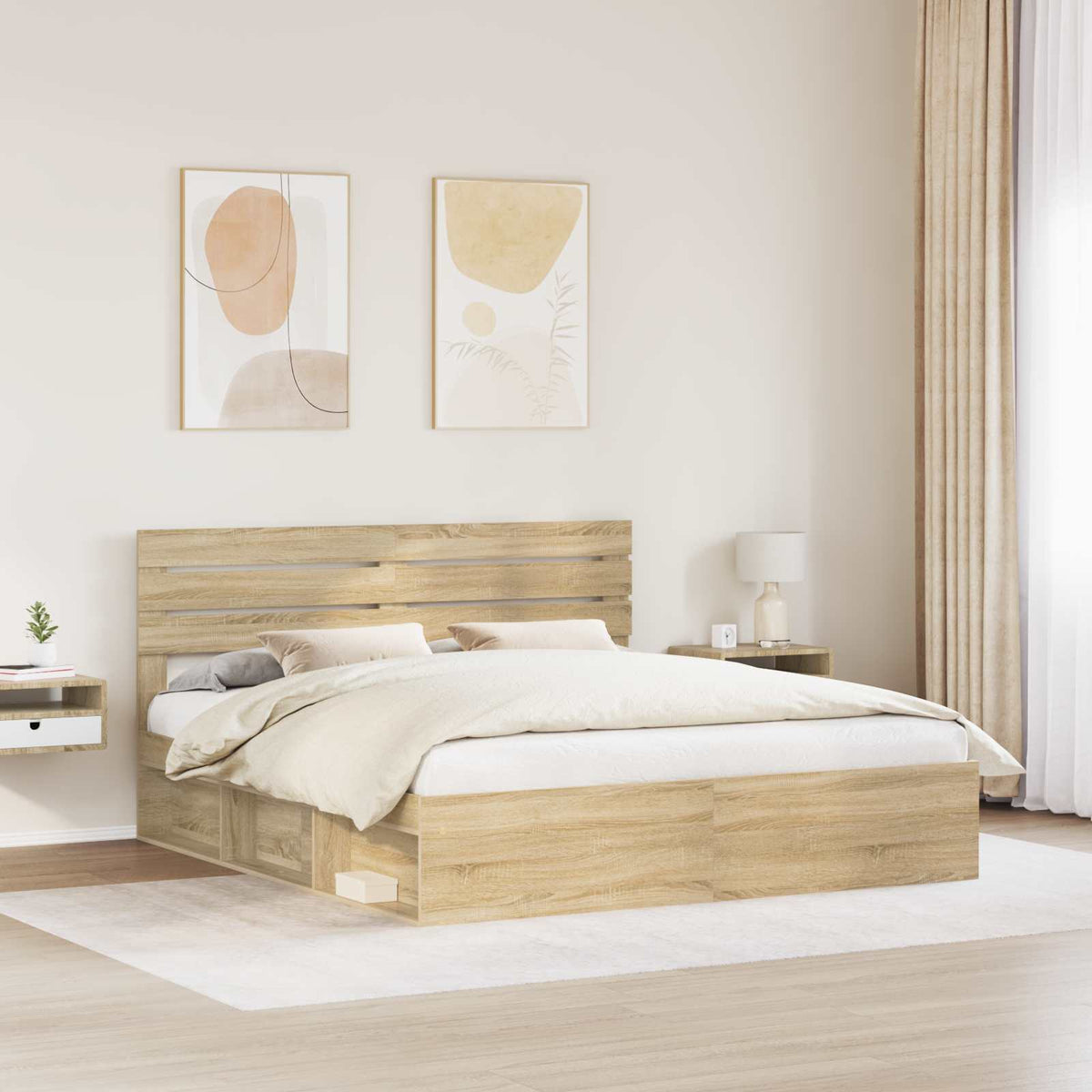 Cadre de lit avec tête de lit Sonoma 200 x 200 cm Pin massif