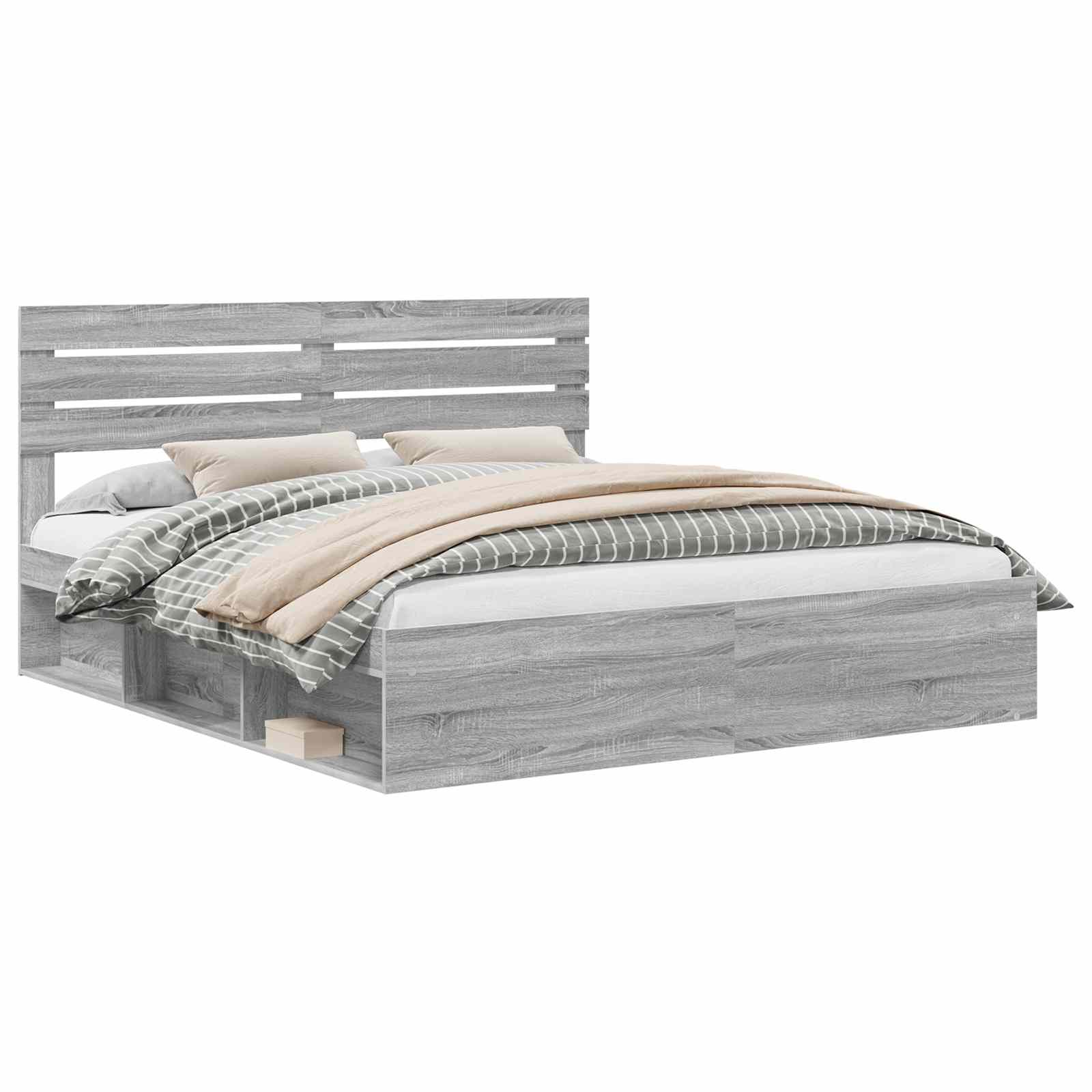 Cadre de lit Gris Sonoma 200 x 200 cm Pin massif - XIOS