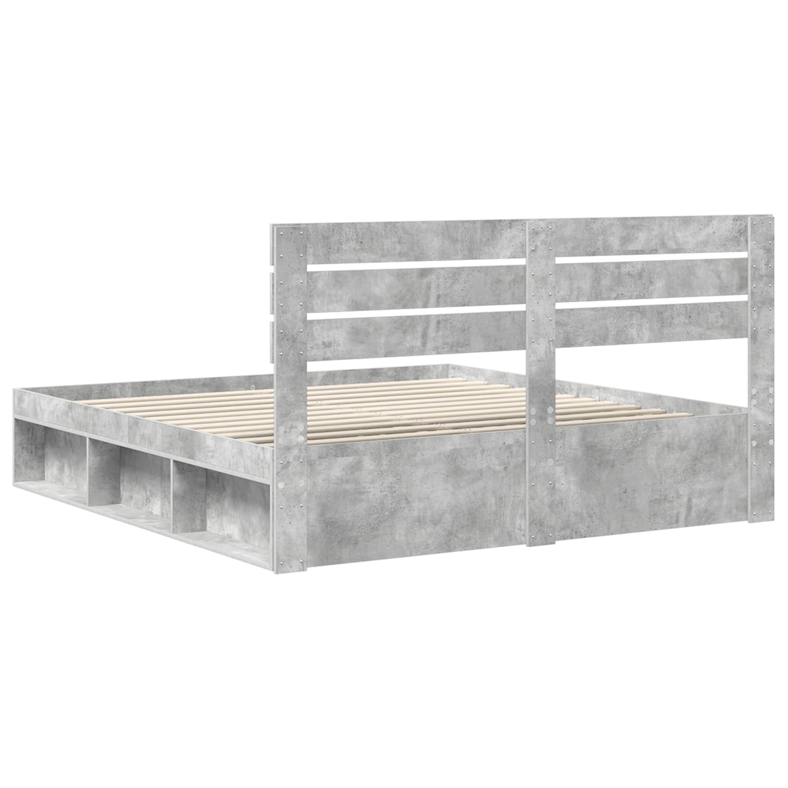 Cadre de lit avec tête de lit Béton 180 x 200 cm Pin massif - XIOS