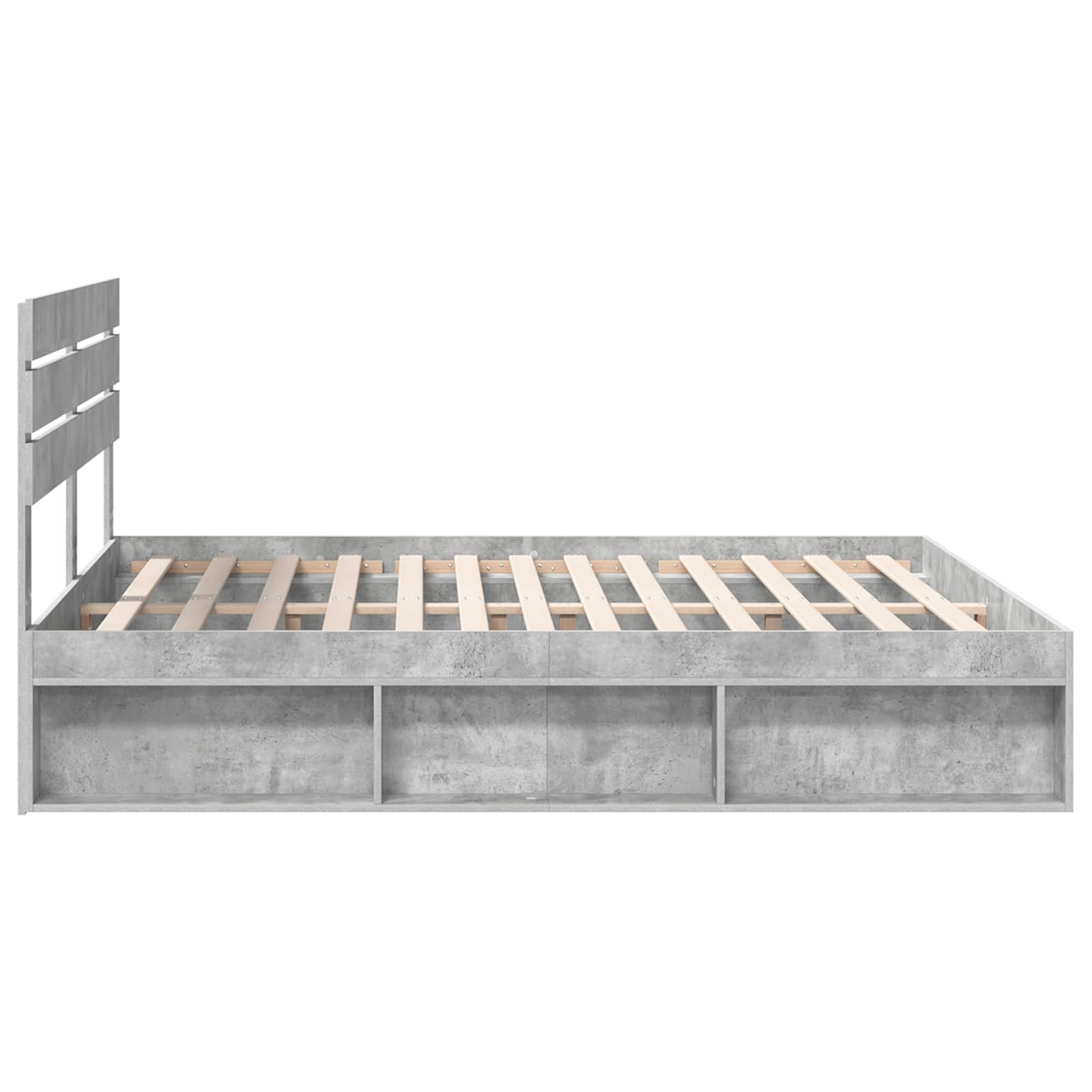 Cadre de lit avec tête de lit Béton 180 x 200 cm Pin massif - XIOS