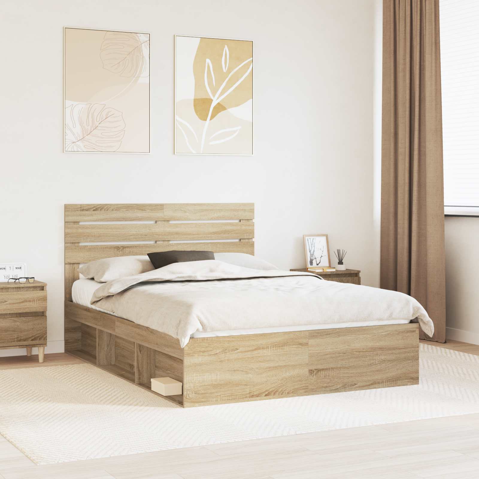 Cadre de lit avec tête de lit Sonoma 160 x 200 cm Pin massif - XIOS