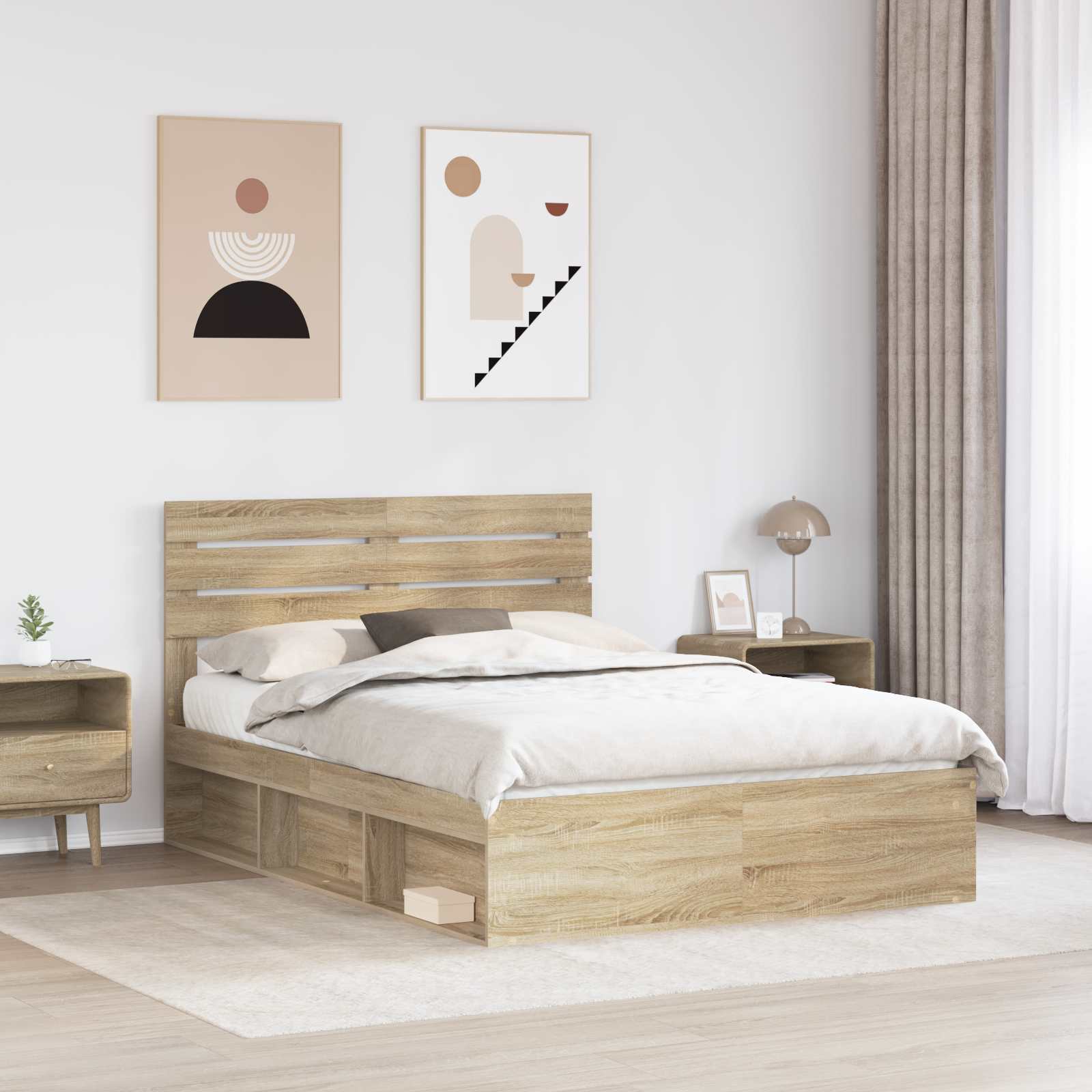 Cadre de lit avec tête de lit Sonoma 160 x 200 cm Pin massif - XIOS