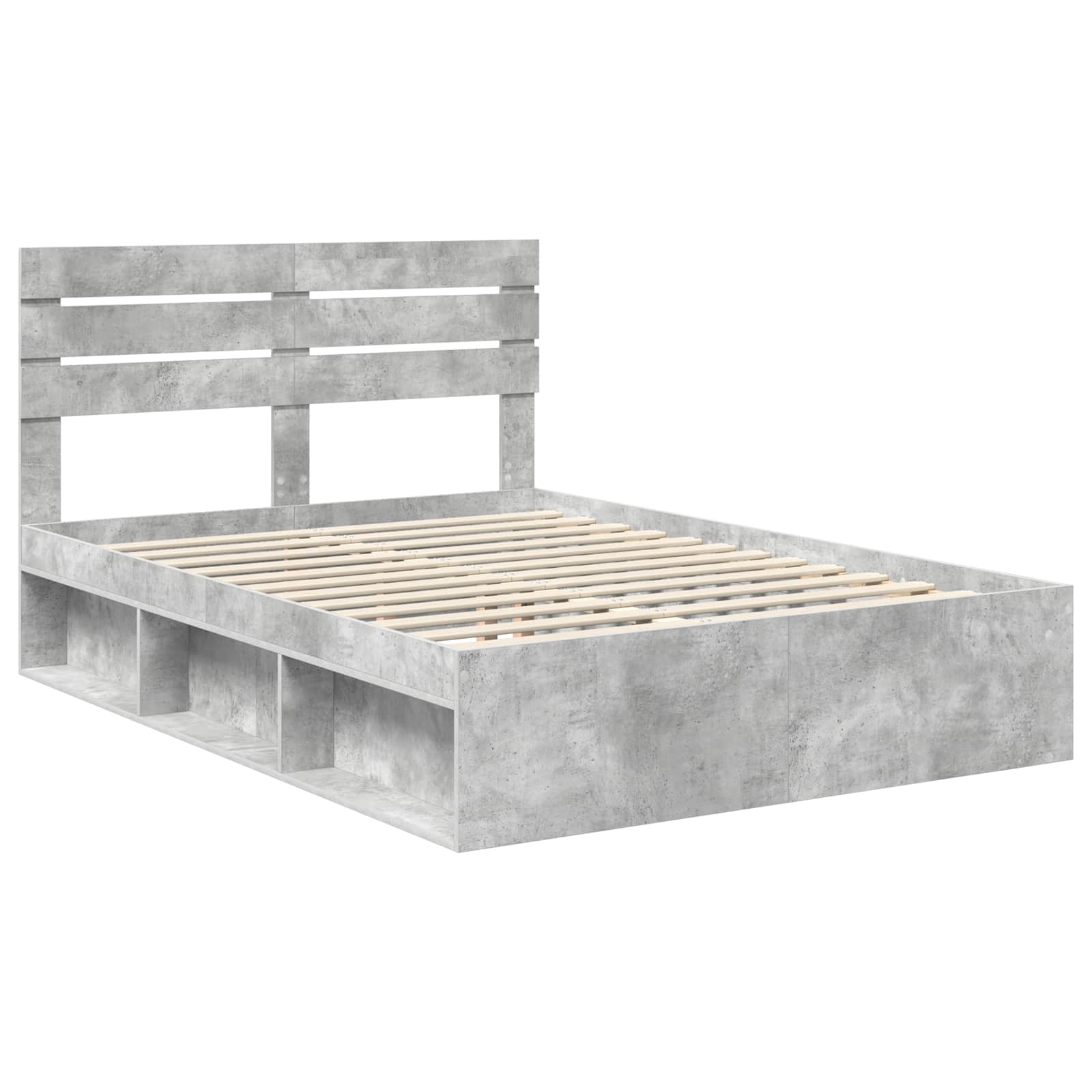 Cadre de lit avec tête de lit Béton 160 x 200 cm Pin massif - XIOS