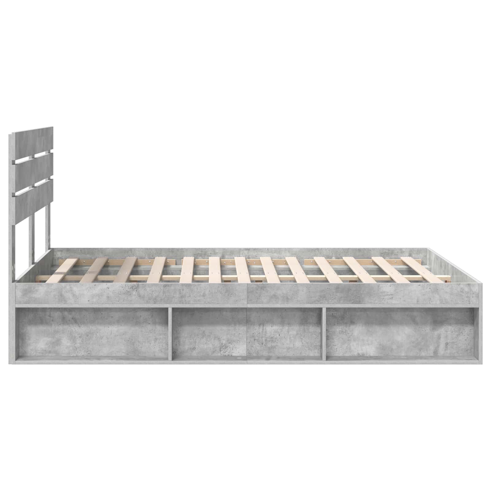 Cadre de lit avec tête de lit Béton 160 x 200 cm Pin massif - XIOS