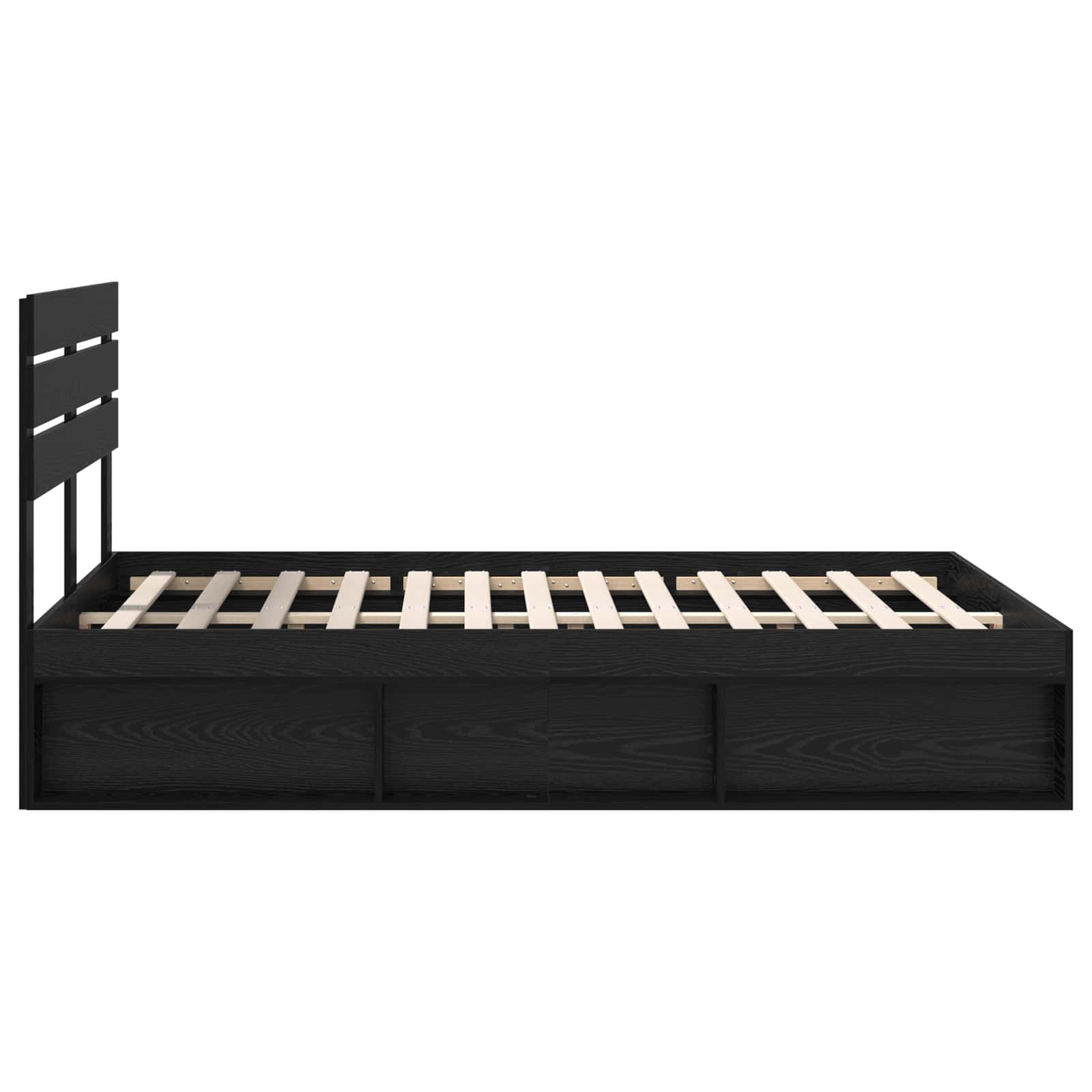 Cadre de lit avec tête de lit Noir 150 x 200 cm Pin massif