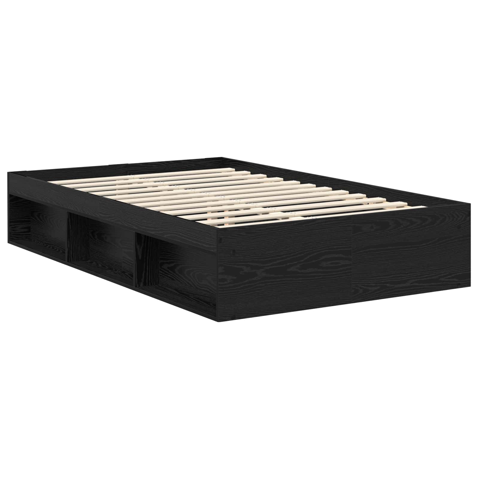 Cadre de lit avec tête de lit Noir 135 x 190 cm Pin massif - XIOS