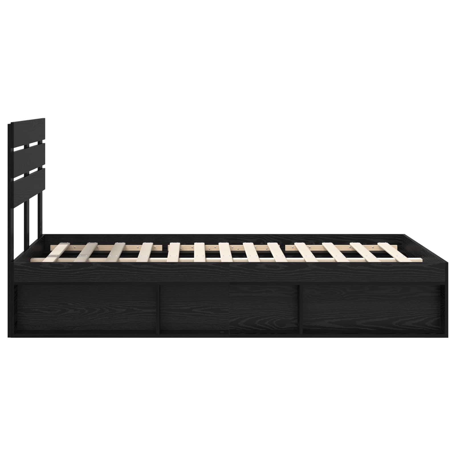 Cadre de lit avec tête de lit Noir 135 x 190 cm Pin massif - XIOS