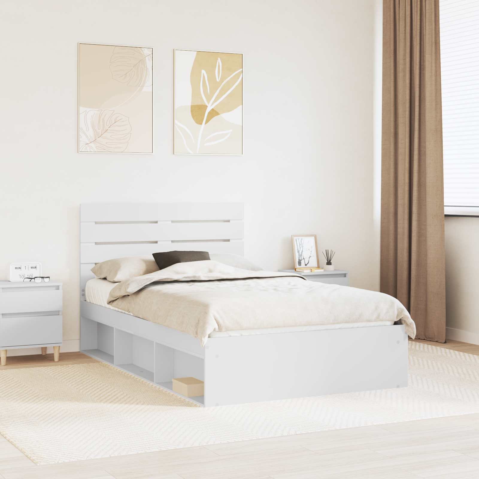 Cadre de lit avec tête de lit Blanc 120 x 190 cm Pin massif - XIOS