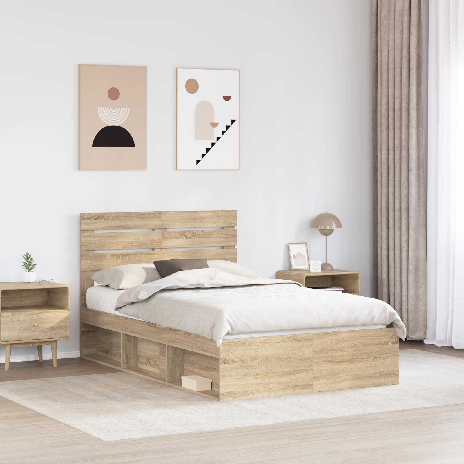 Cadre de lit avec tête de lit Sonoma 120 x 190 cm Pin massif - XIOS