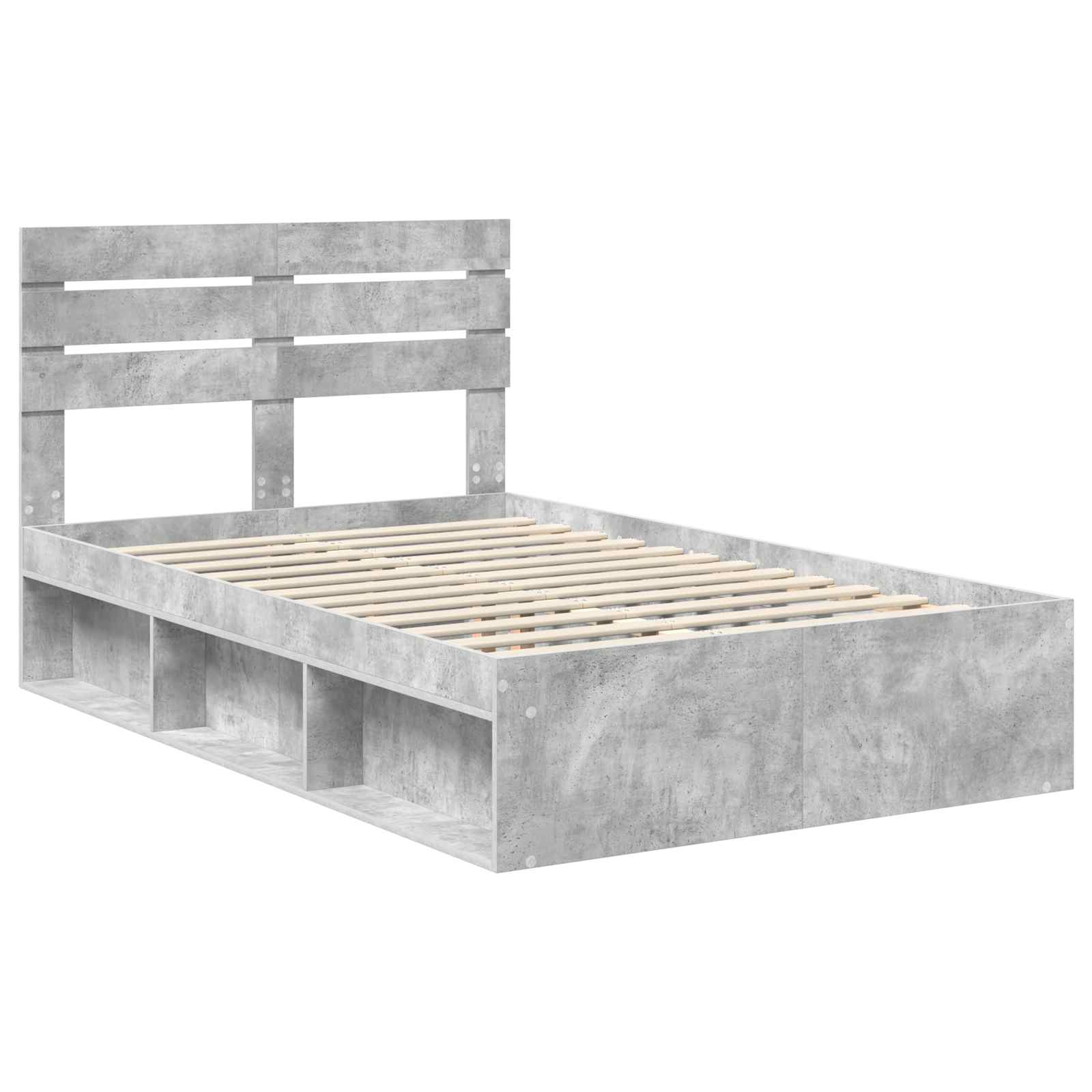 Cadre de lit avec tête de lit Béton 120 x 190 cm Pin massif - XIOS