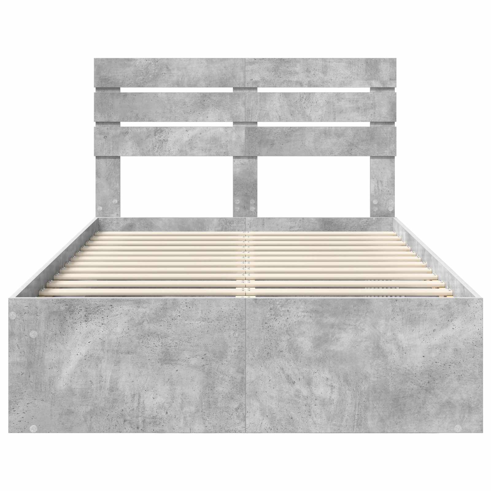 Cadre de lit avec tête de lit Béton 120 x 190 cm Pin massif - XIOS