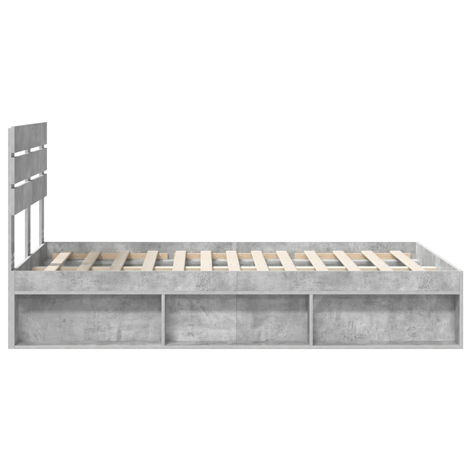 Cadre de lit avec tête de lit Béton 120 x 190 cm Pin massif - XIOS
