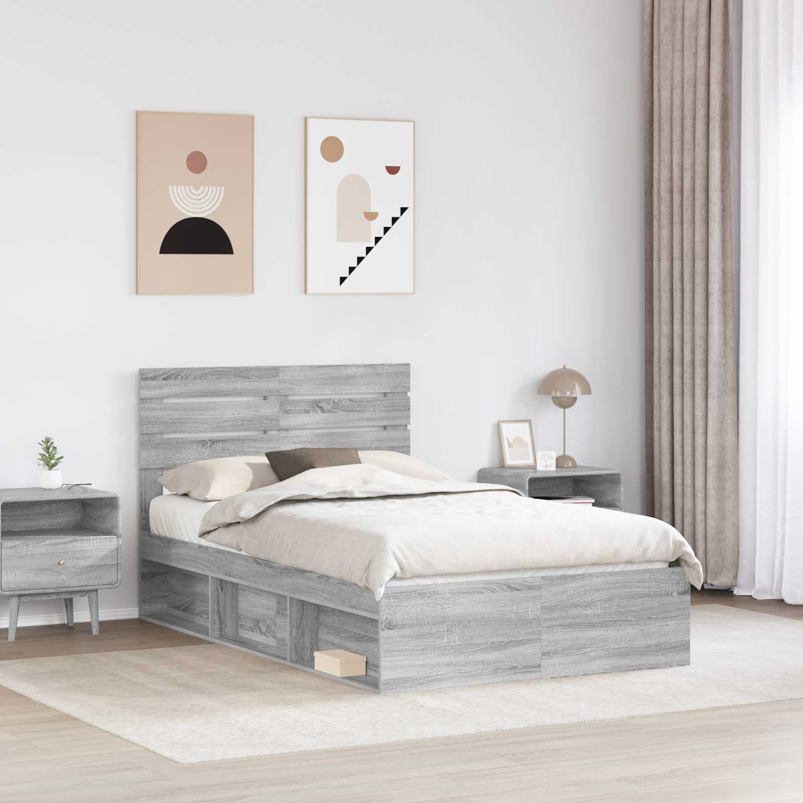 Cadre de lit Gris Sonoma 120 x 190 cm Pin massif - XIOS